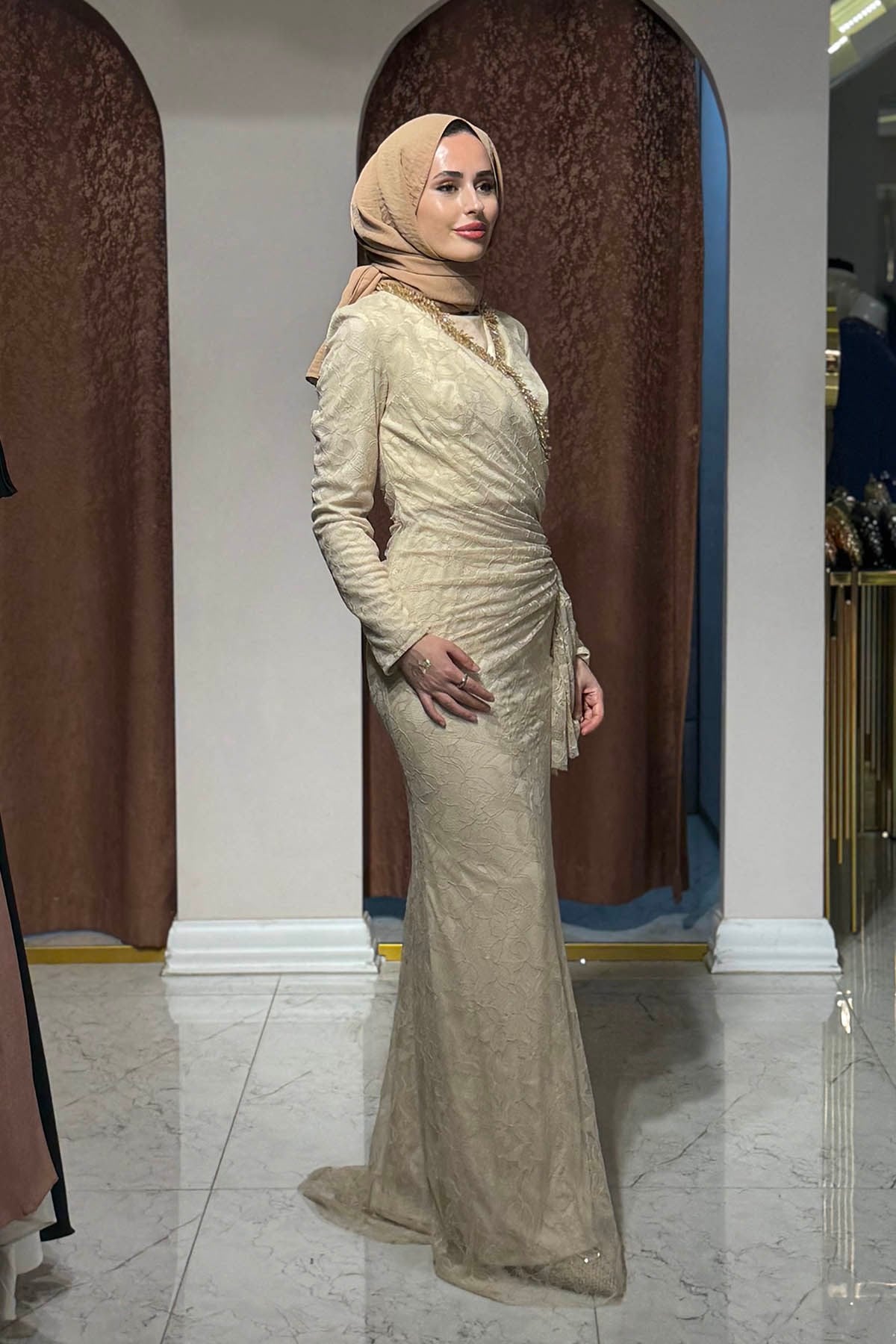WHITE CORNER Abiye 3285 Bej