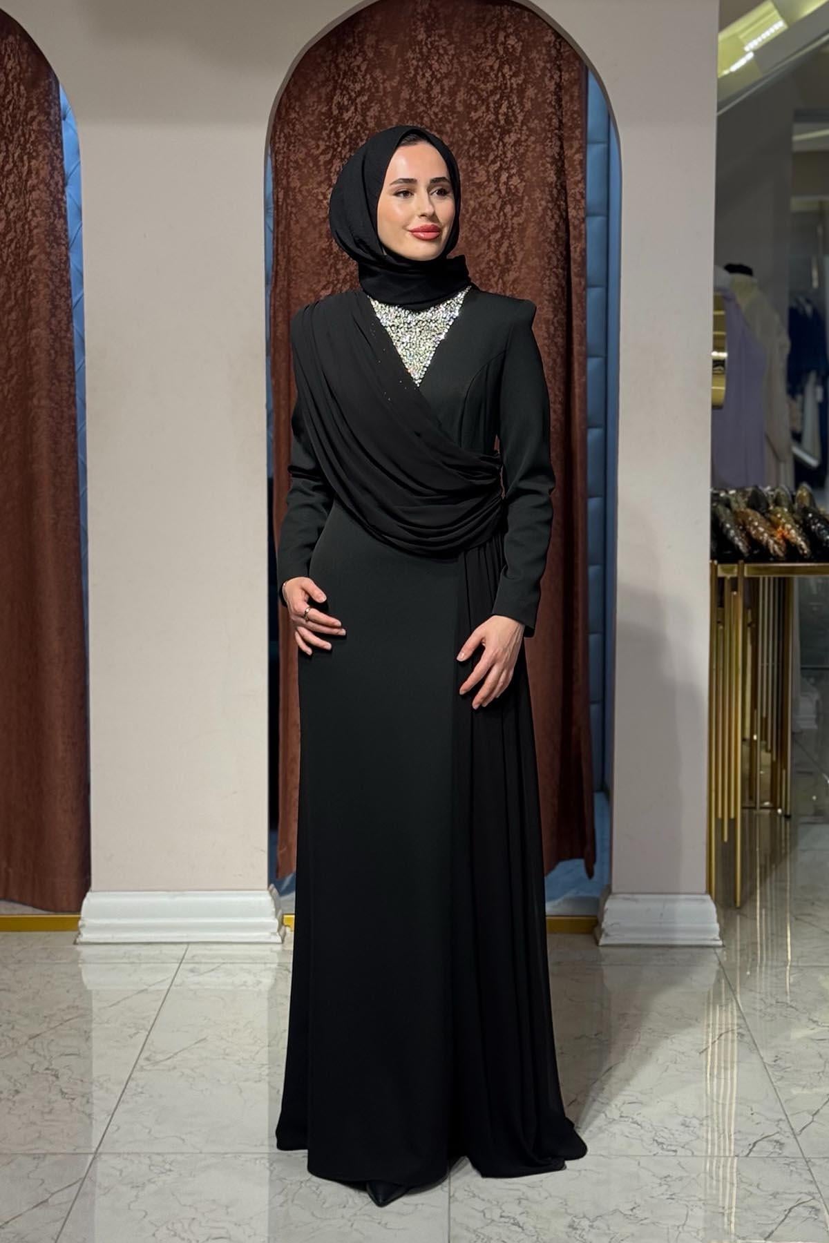 White Corner Abiye 3299 Siyah