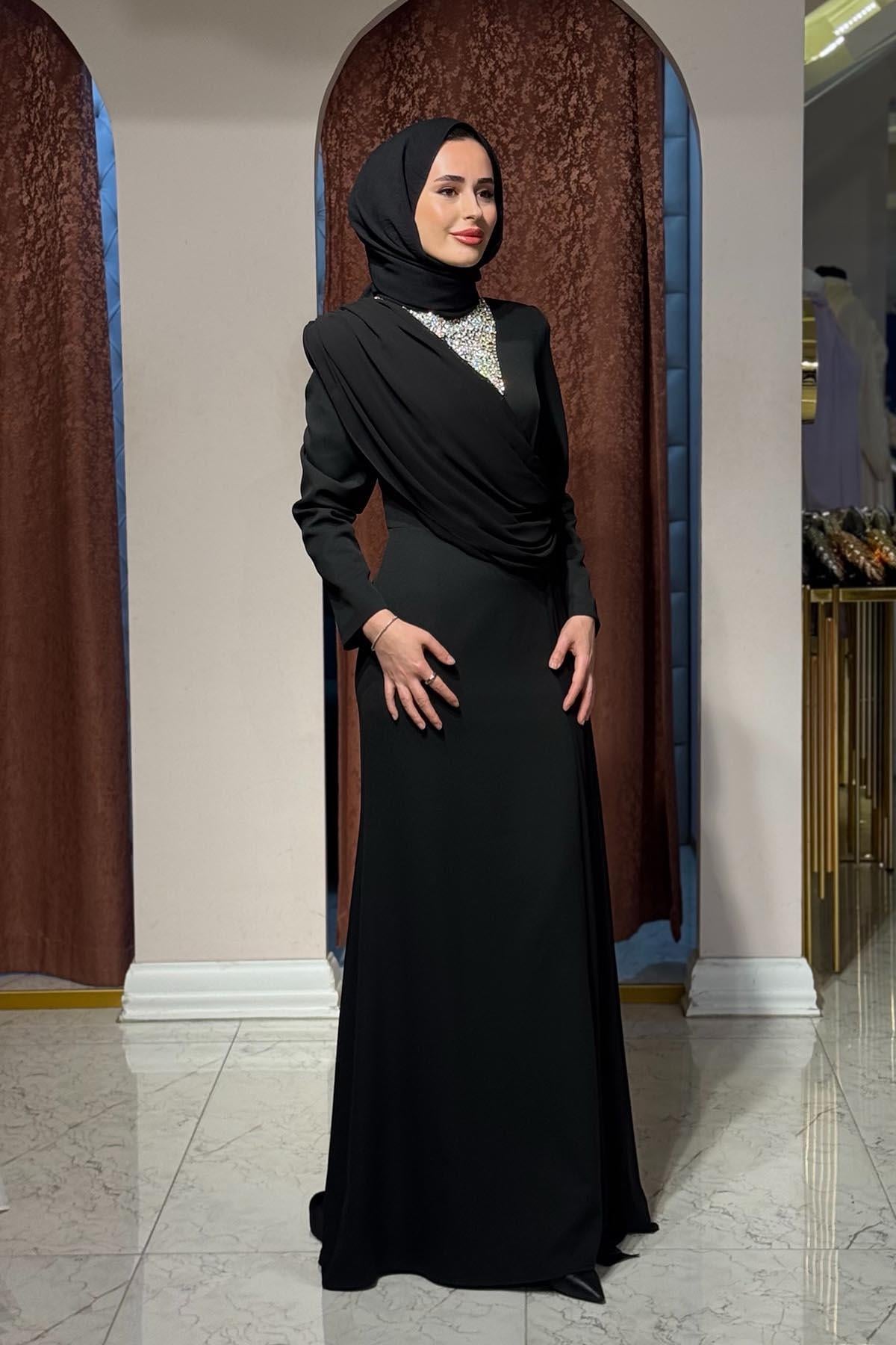 White Corner Abiye 3299 Siyah
