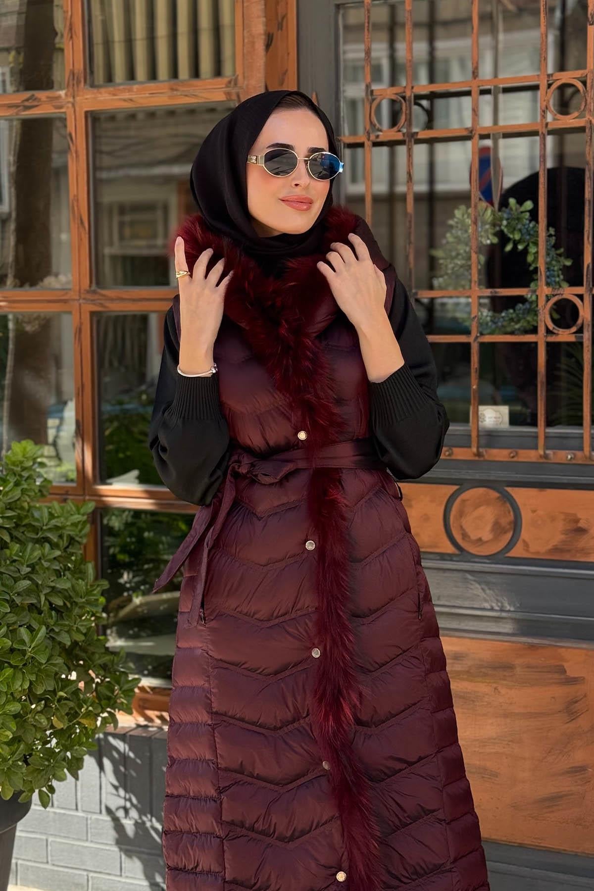 WOMANIA Hautecouture Yelek 18258 Mürdüm