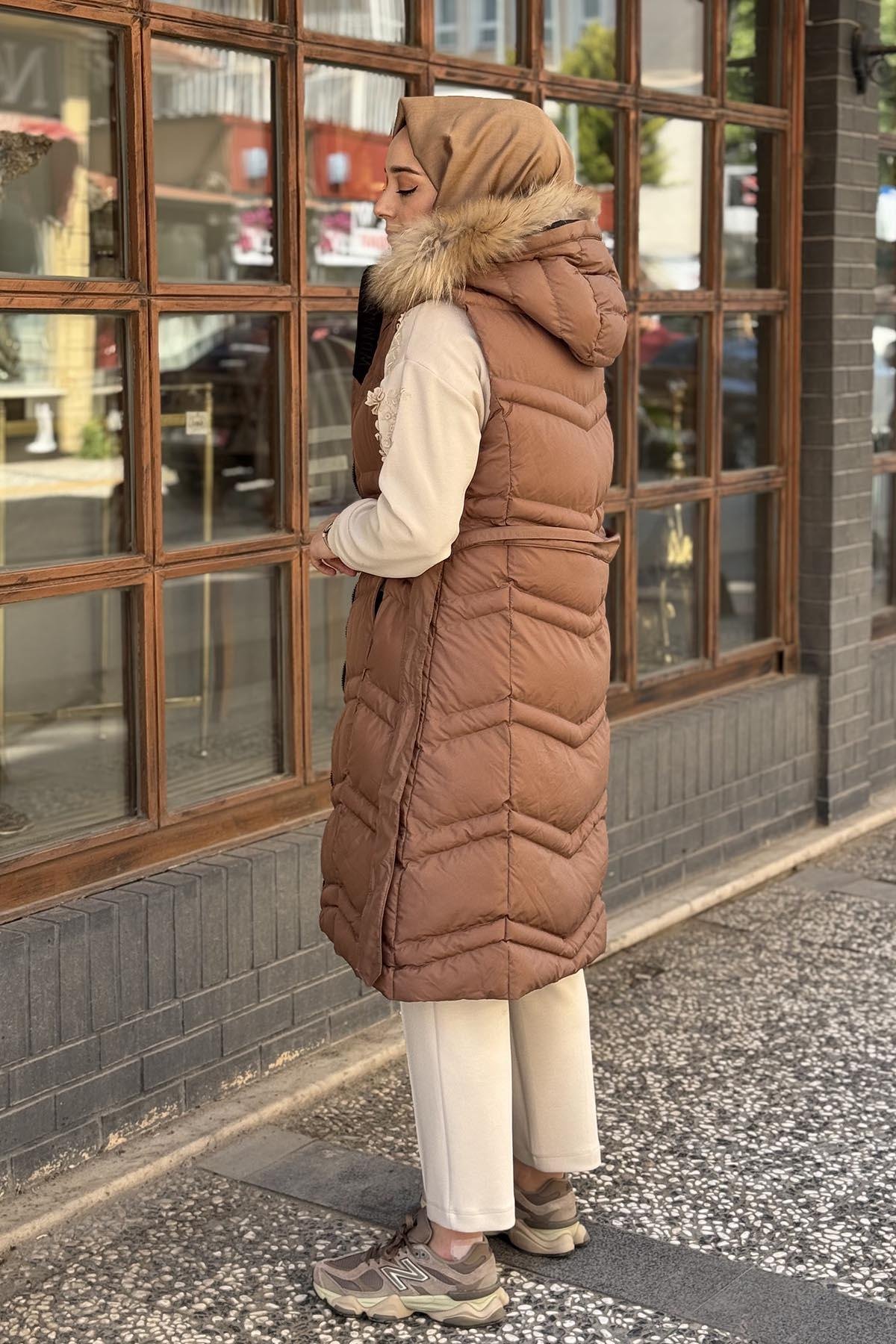 WOMANIA Napoli Vest Yelek 18273 Kahverengi