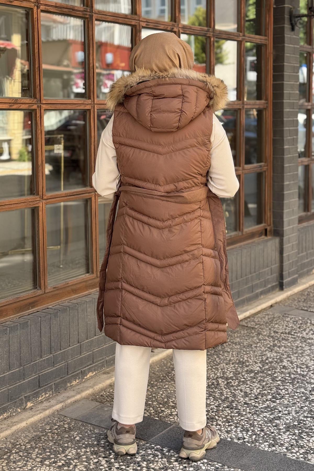 WOMANIA Napoli Vest Yelek 18273 Kahverengi