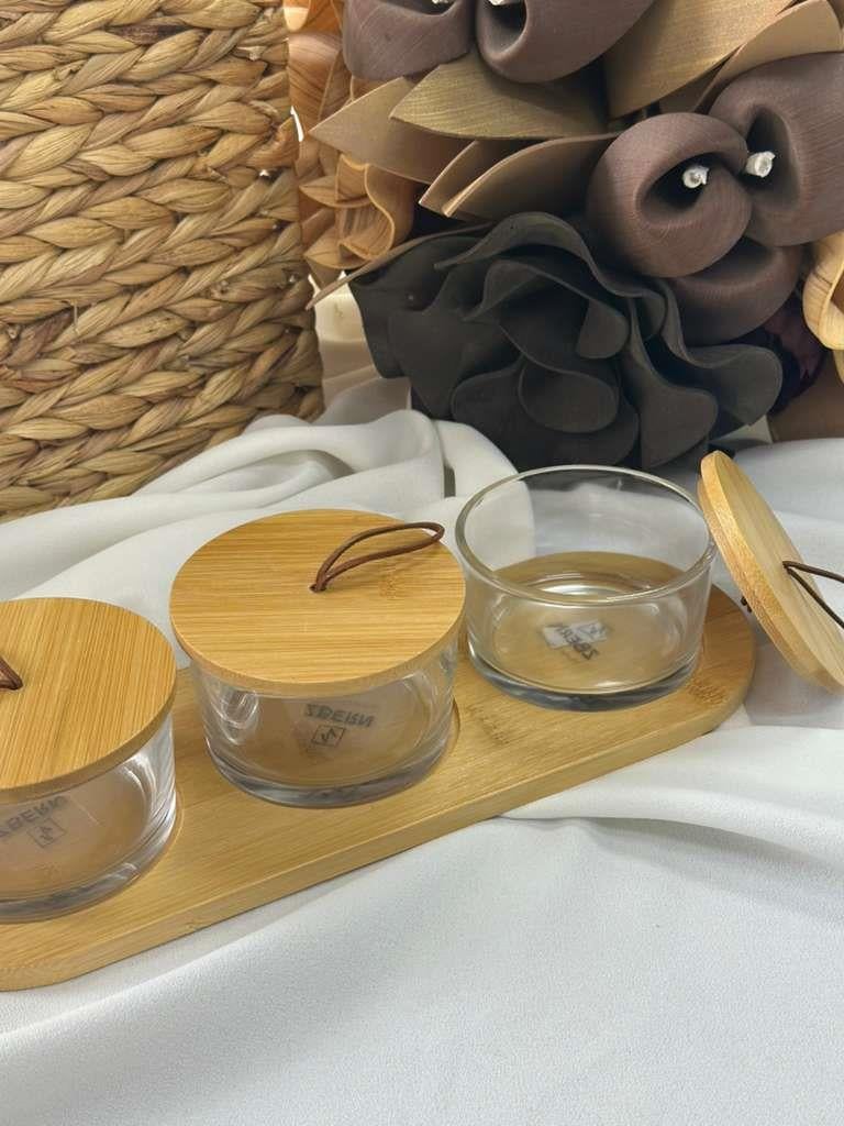 3'lü Bambu Cam Çok Amaçlı Düzenleyici