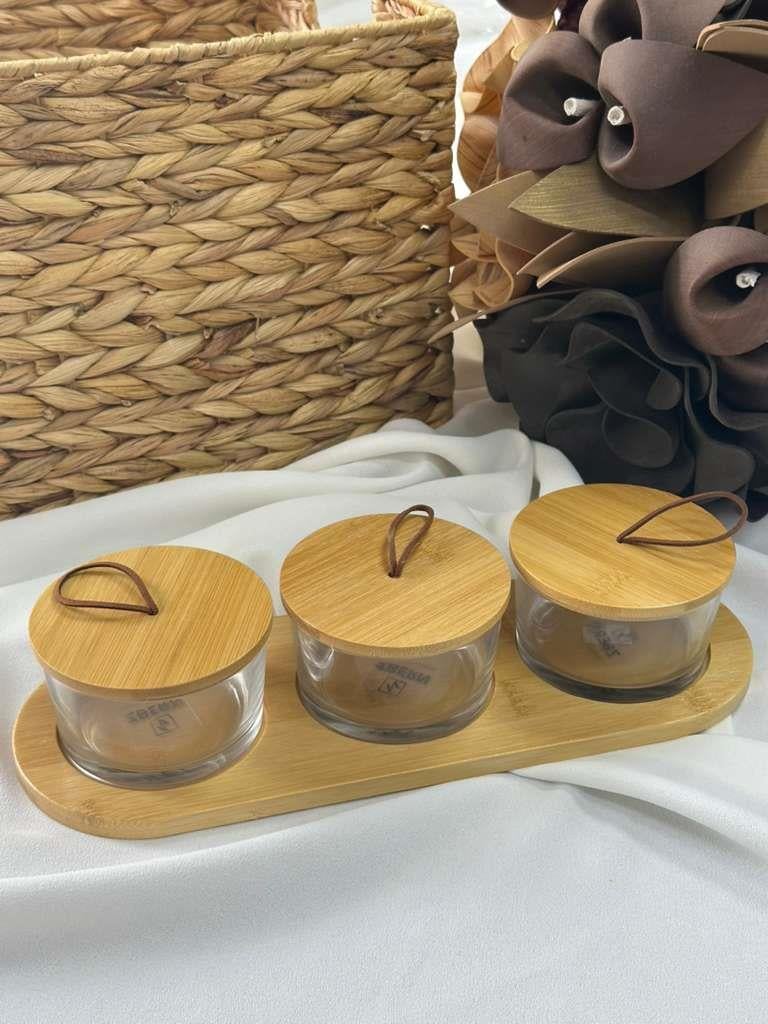 3'lü Bambu Cam Çok Amaçlı Düzenleyici