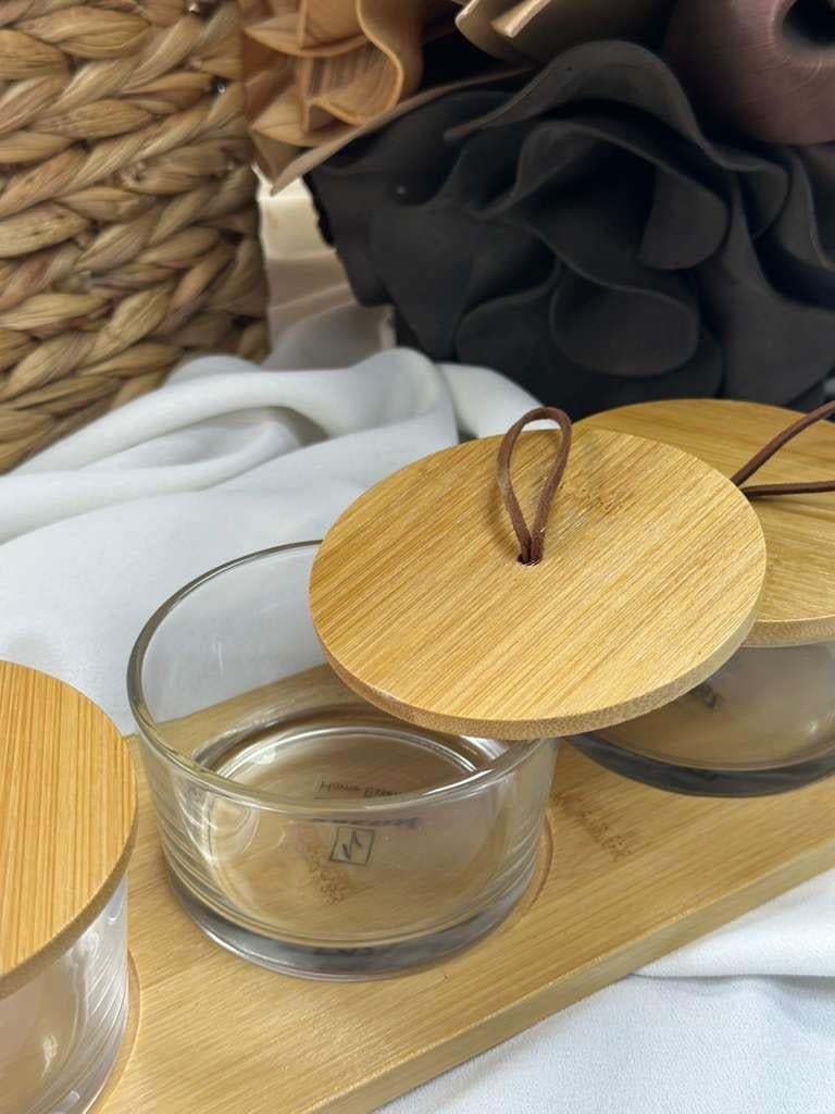 3'lü Bambu Cam Çok Amaçlı Düzenleyici