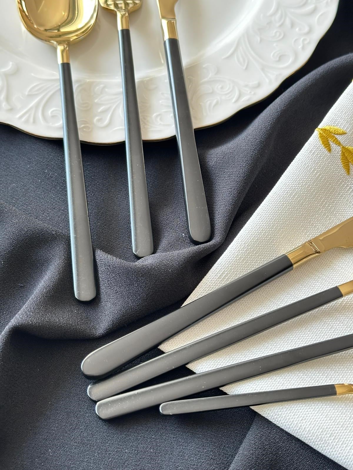 Allegra Black&Gold 42 Parça 6 Kişilik Çatal Kaşık Bıçak Seti
