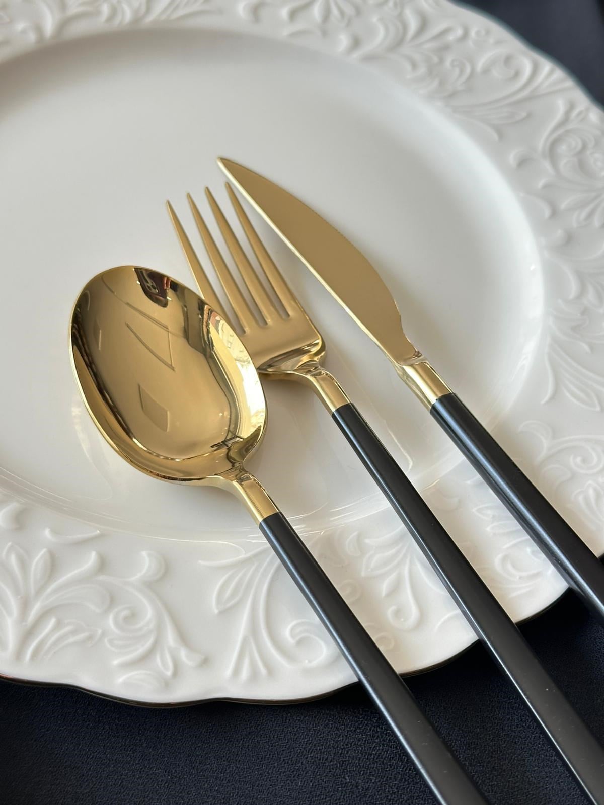Allegra Black&Gold 42 Parça 6 Kişilik Çatal Kaşık Bıçak Seti