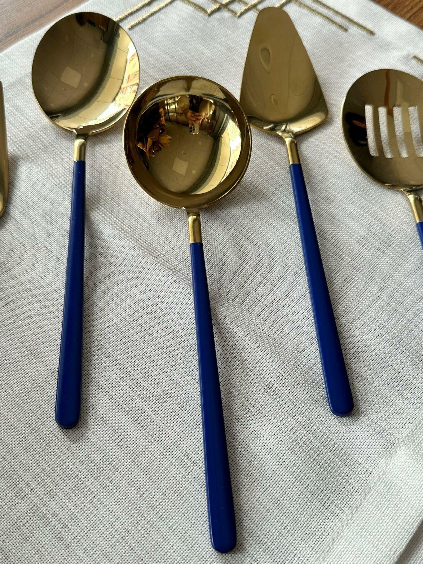Allegra Blue Gold 5 Parça Sosluk Kepçe Seti