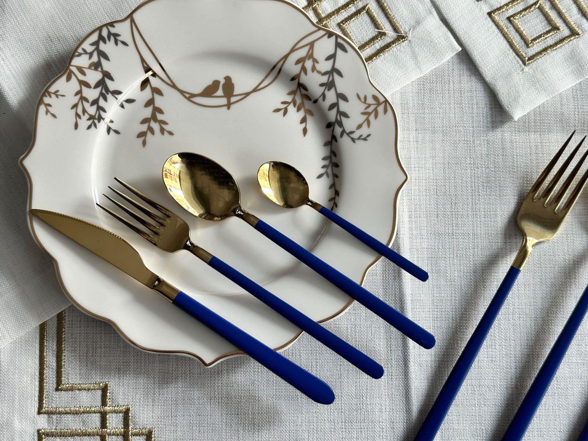 Allegra Blue&Gold 42 Parça 6 Kişilik Çatal Kaşık Bıçak Seti