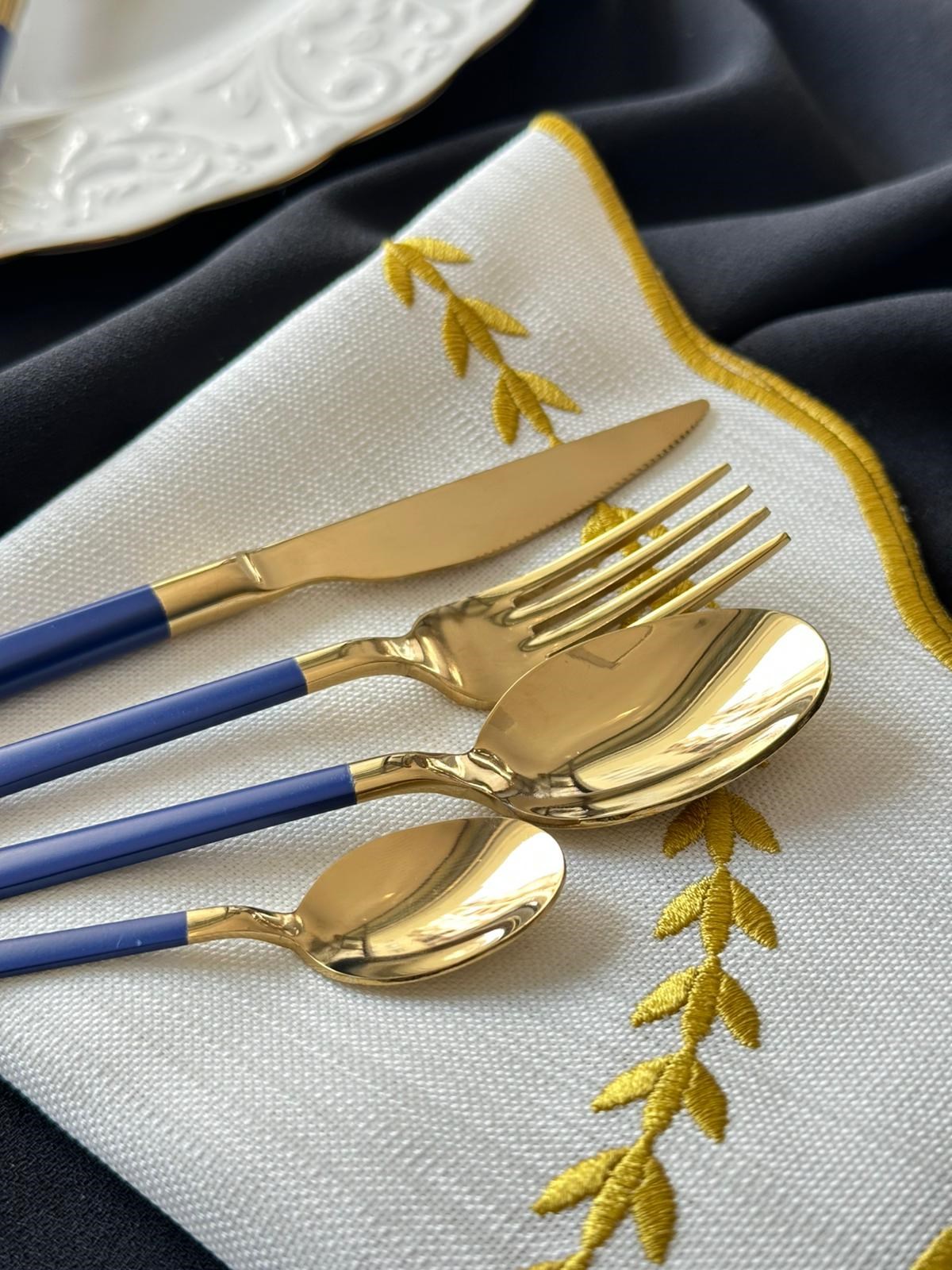 Allegra Blue&Gold 42 Parça 6 Kişilik Çatal Kaşık Bıçak Seti