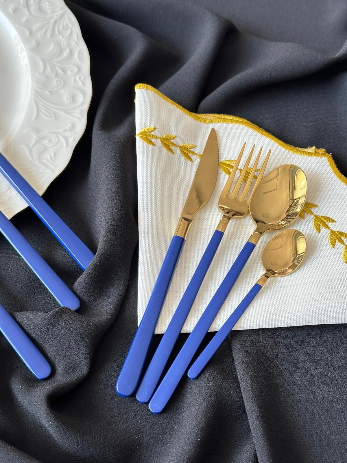 Allegra Blue&Gold 42 Parça 6 Kişilik Çatal Kaşık Bıçak Seti