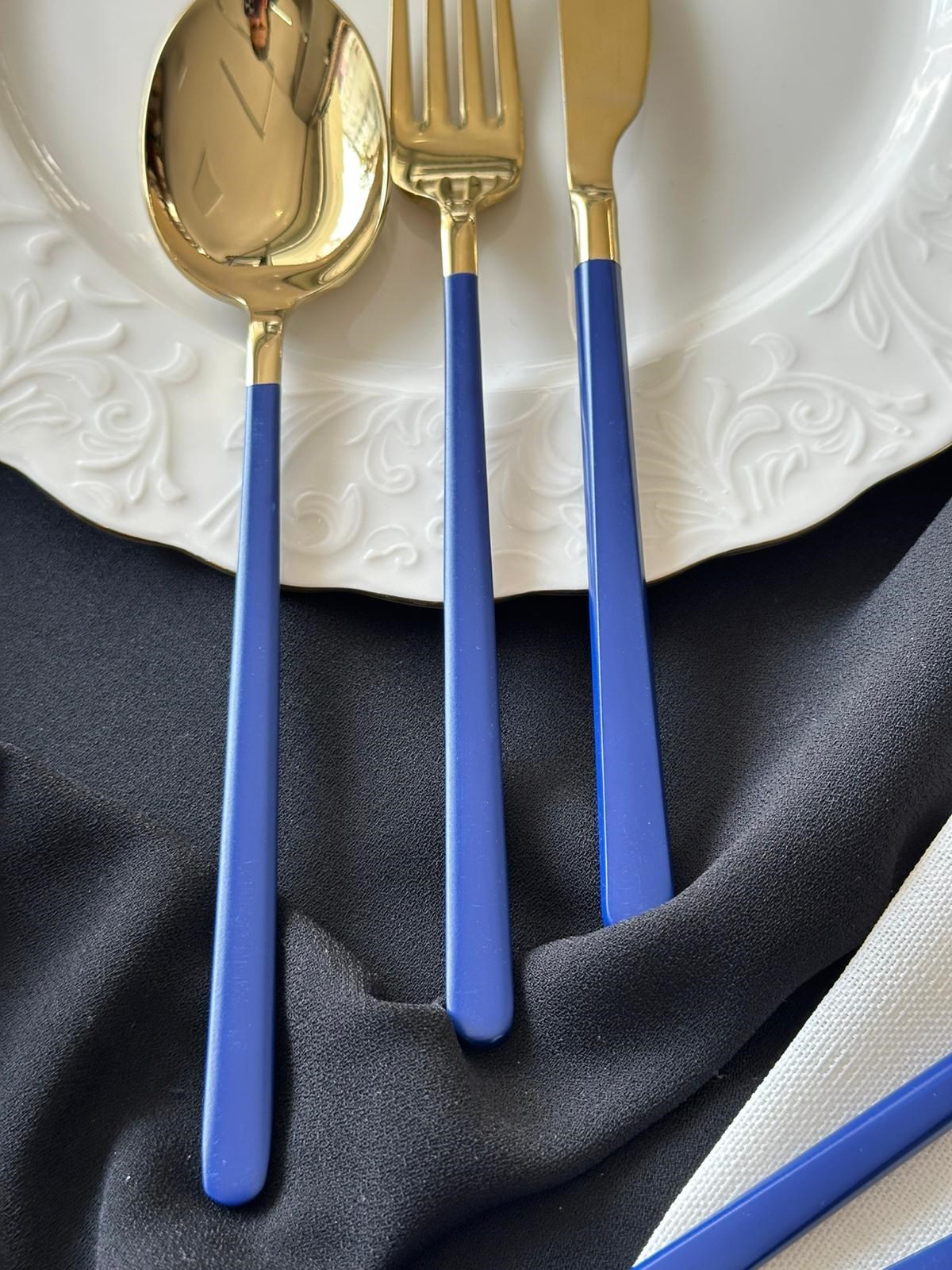 Allegra Blue&Gold 42 Parça 6 Kişilik Çatal Kaşık Bıçak Seti