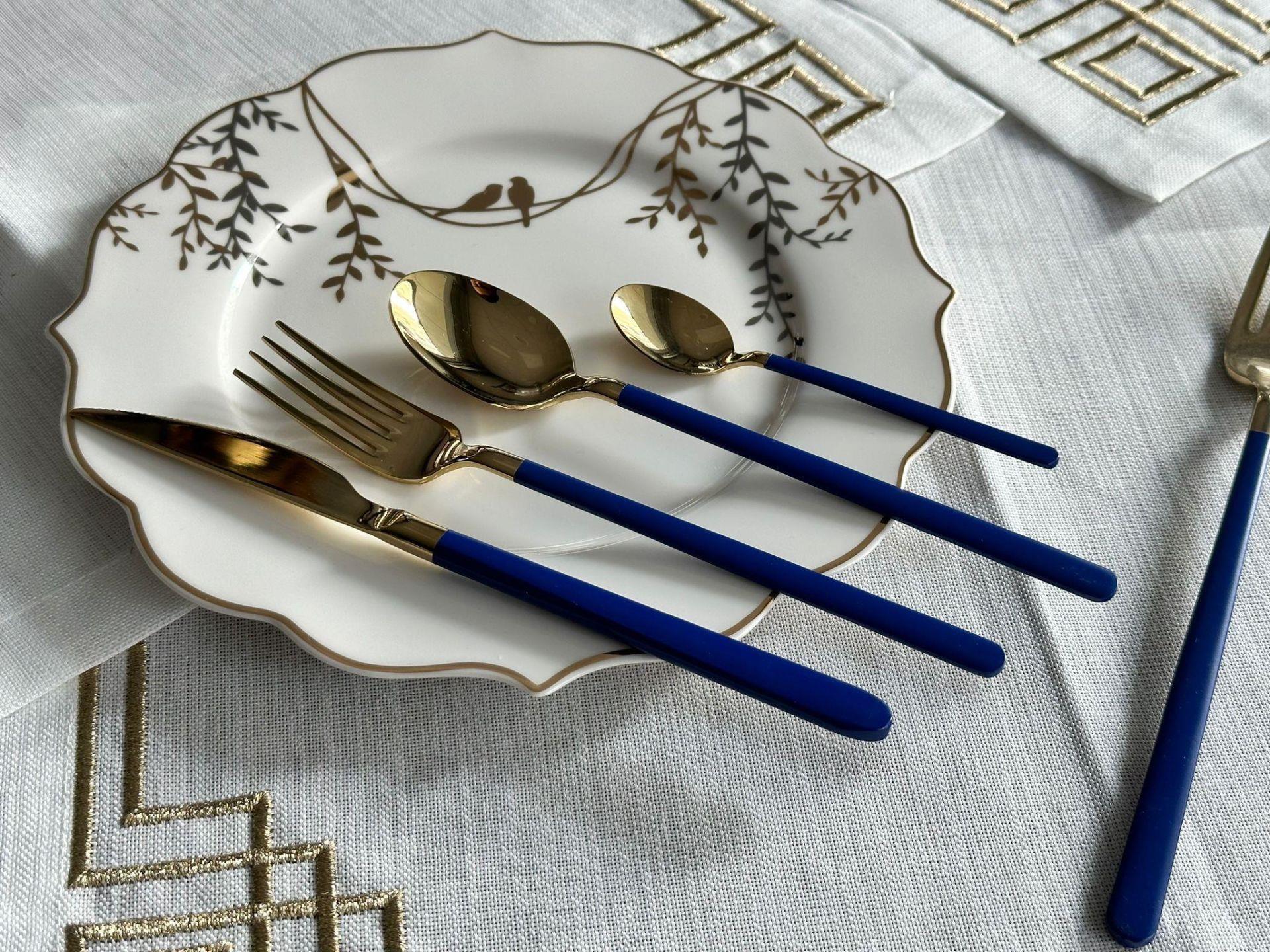 Allegra Blue&Gold 42 Parça 6 Kişilik Çatal Kaşık Bıçak Seti