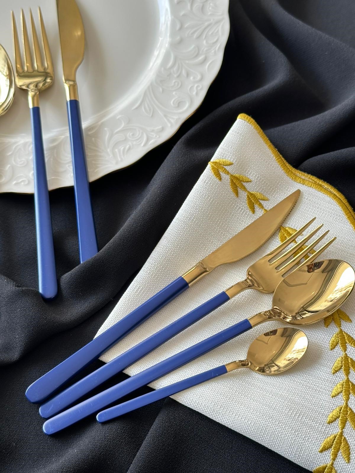 Allegra Blue&Gold 42 Parça 6 Kişilik Çatal Kaşık Bıçak Seti