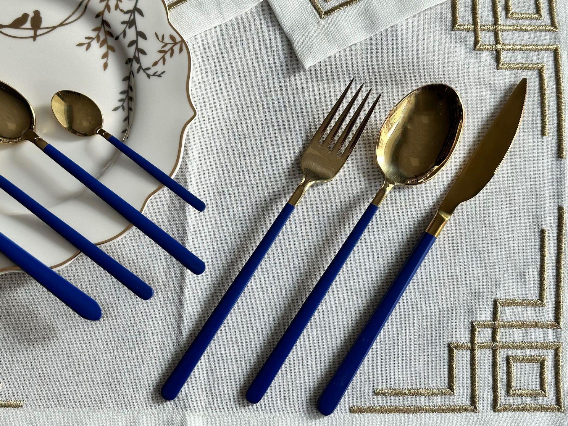 Allegra Blue&Gold 42 Parça 6 Kişilik Çatal Kaşık Bıçak Seti