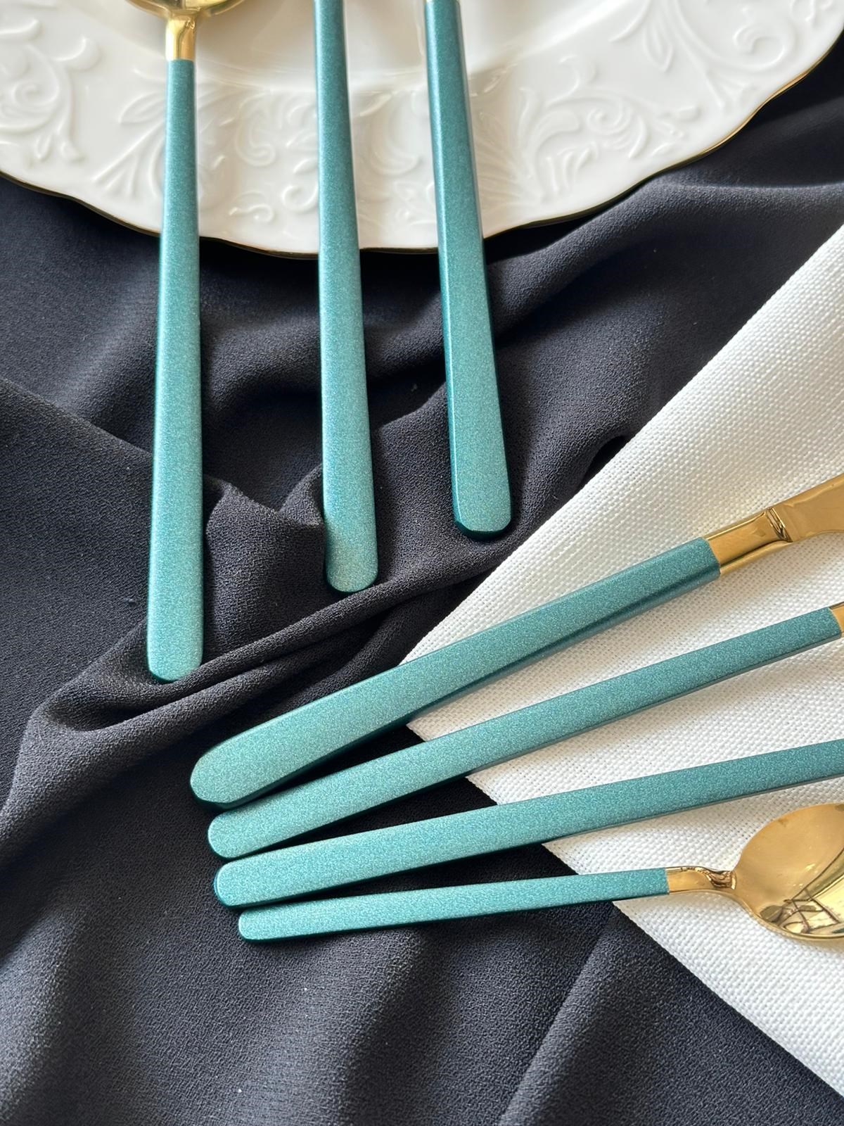 Allegra Green&Gold 42 Parça 6 Kişilik Çatal Kaşık Bıçak Seti