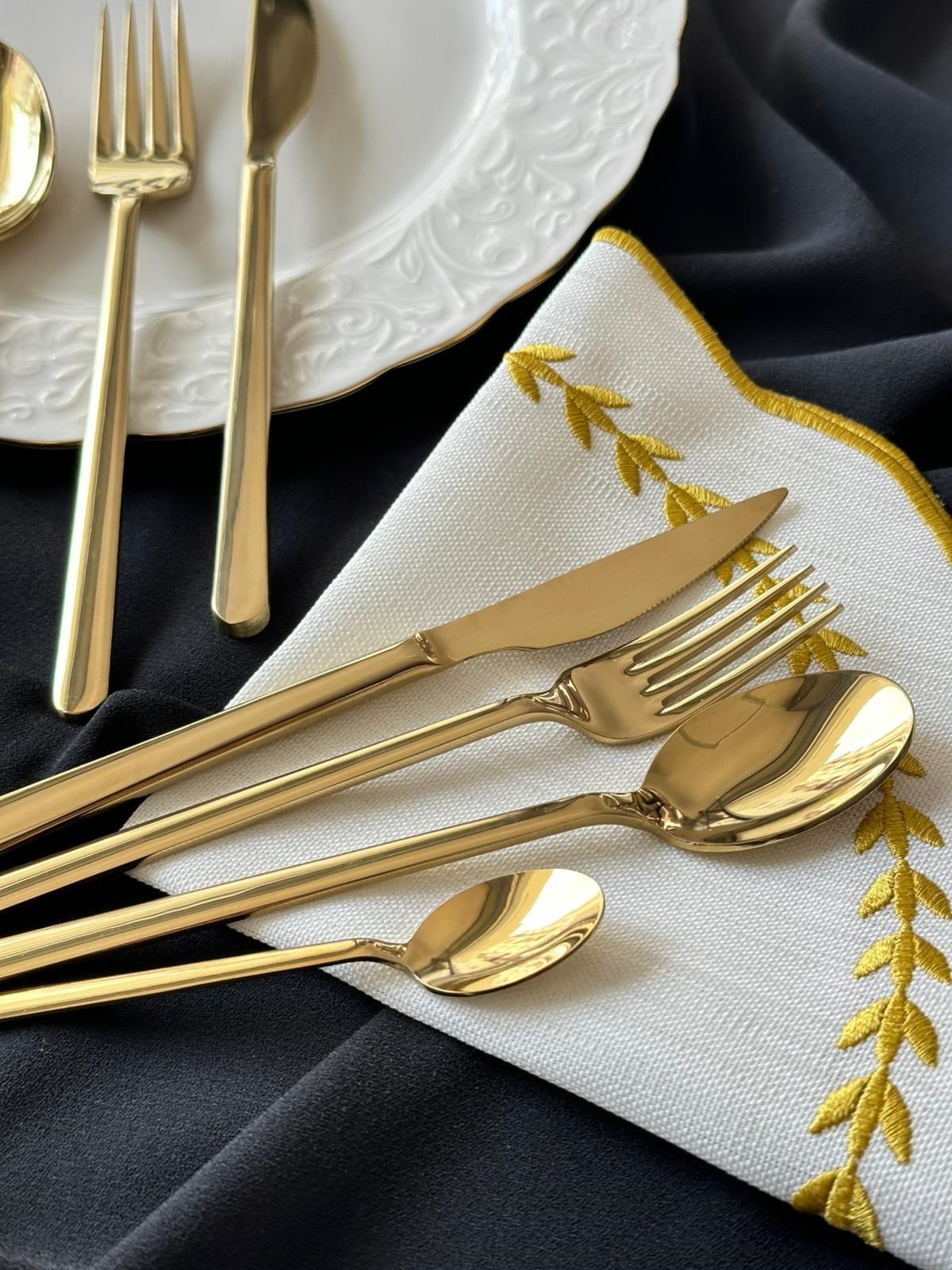 Allegra Titanyum Gold 42 Parça 6 Kişilik Çatal Kaşık Bıçak Seti