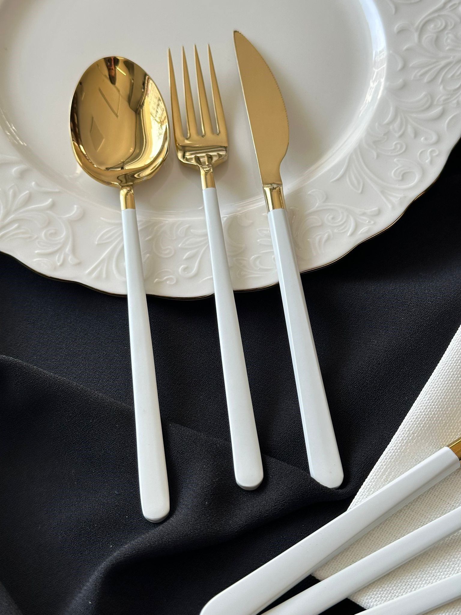 Allegra White&Gold 42 Parça 6 Kişilik Çatal Kaşık Bıçak Seti