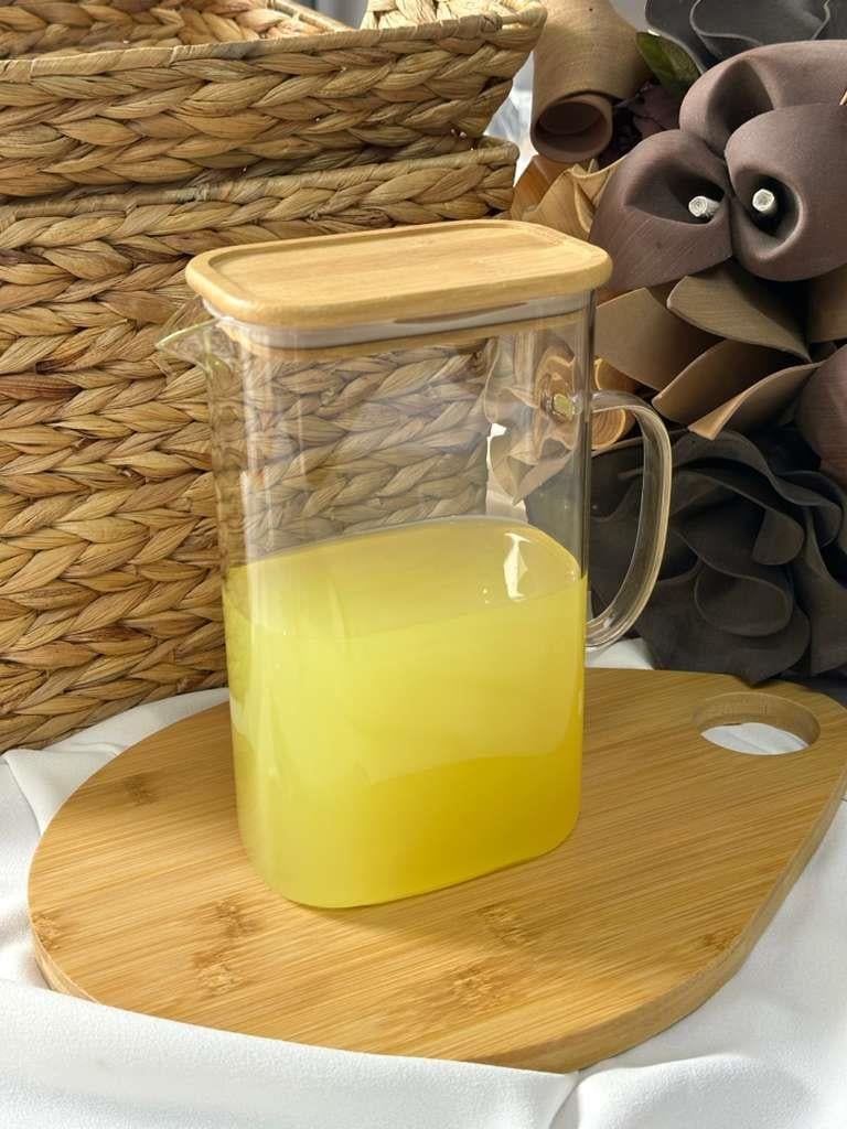 Bambu Kapaklı Cam Sürahi 1500Ml