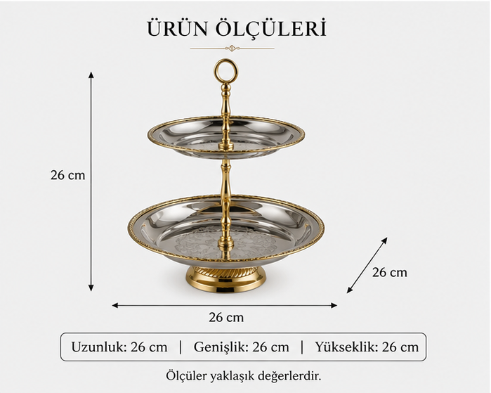 Black Pearl Gold Halat Desenli İki Katlı Sunumluk
