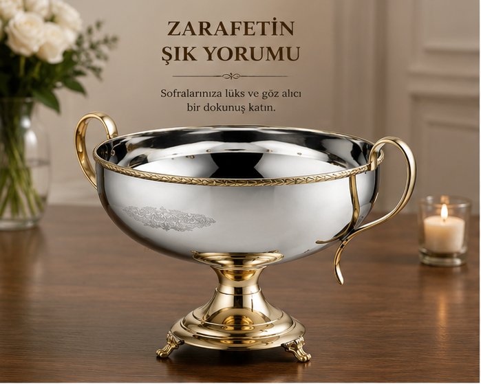 Black Pearl Gold Halat Desenli Kulplu Kase