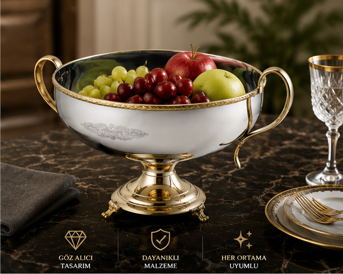Black Pearl Gold Halat Desenli Kulplu Kase
