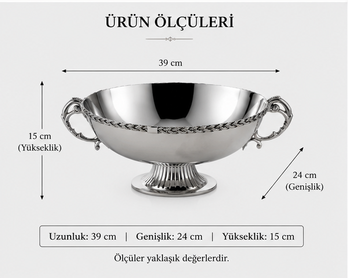 Black Pearl Gümüş Halat Desenli Kulplu Sunumluk (Büyük)