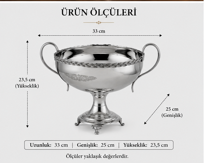 Black Pearl Gümüş Halat Desenli Kulplu Kase