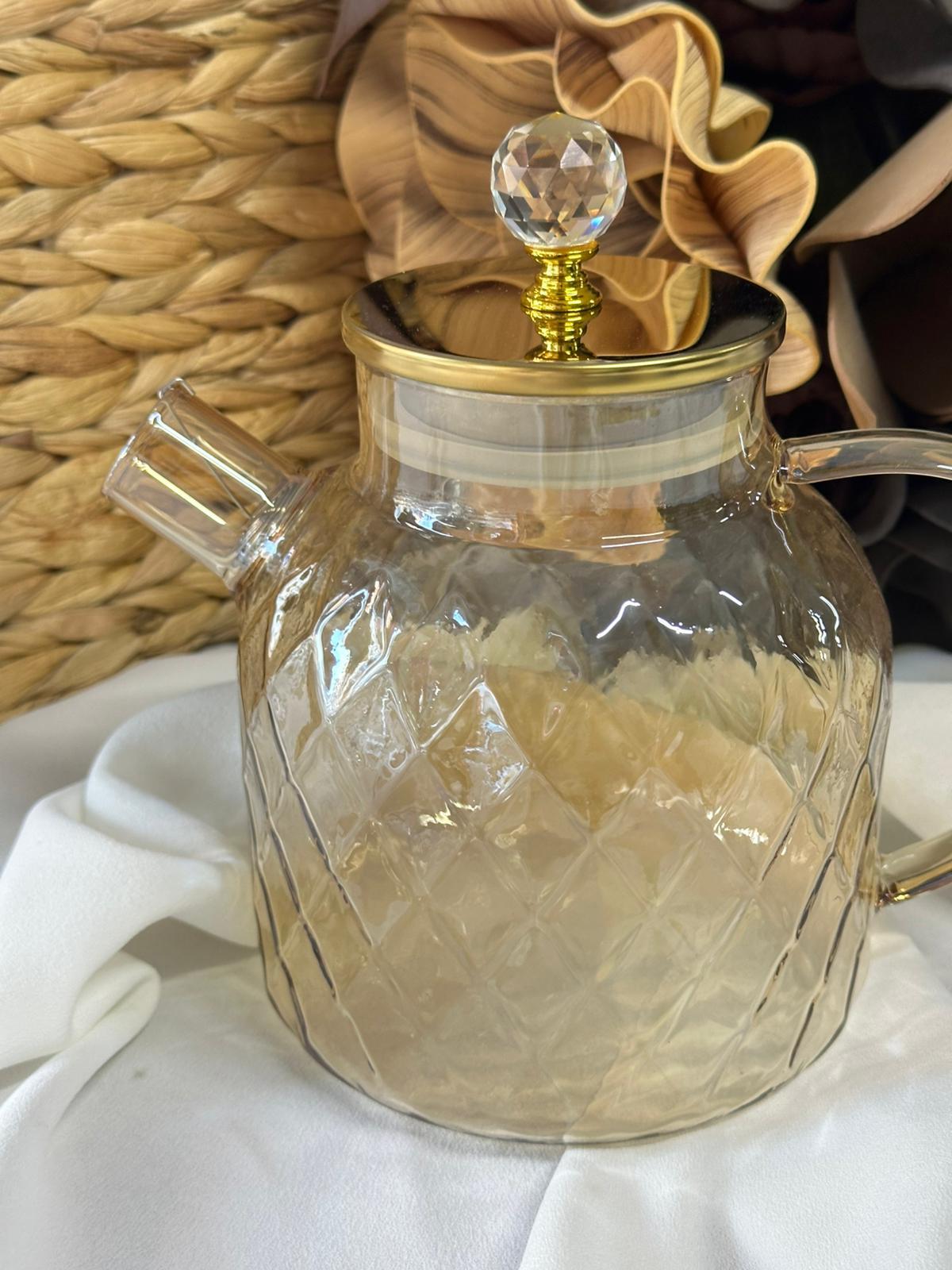 Borosilikat Cam Çay Potu-Amber