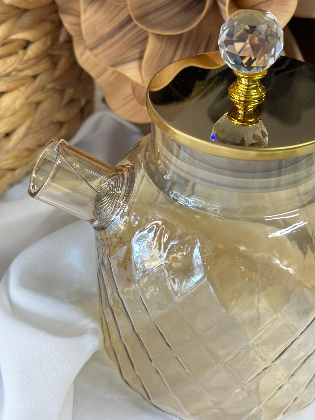 Borosilikat Cam Çay Potu-Amber