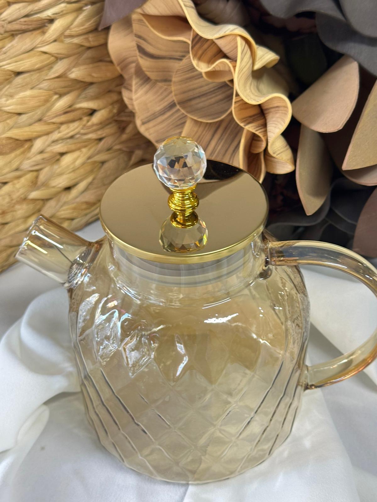 Borosilikat Cam Çay Potu-Amber