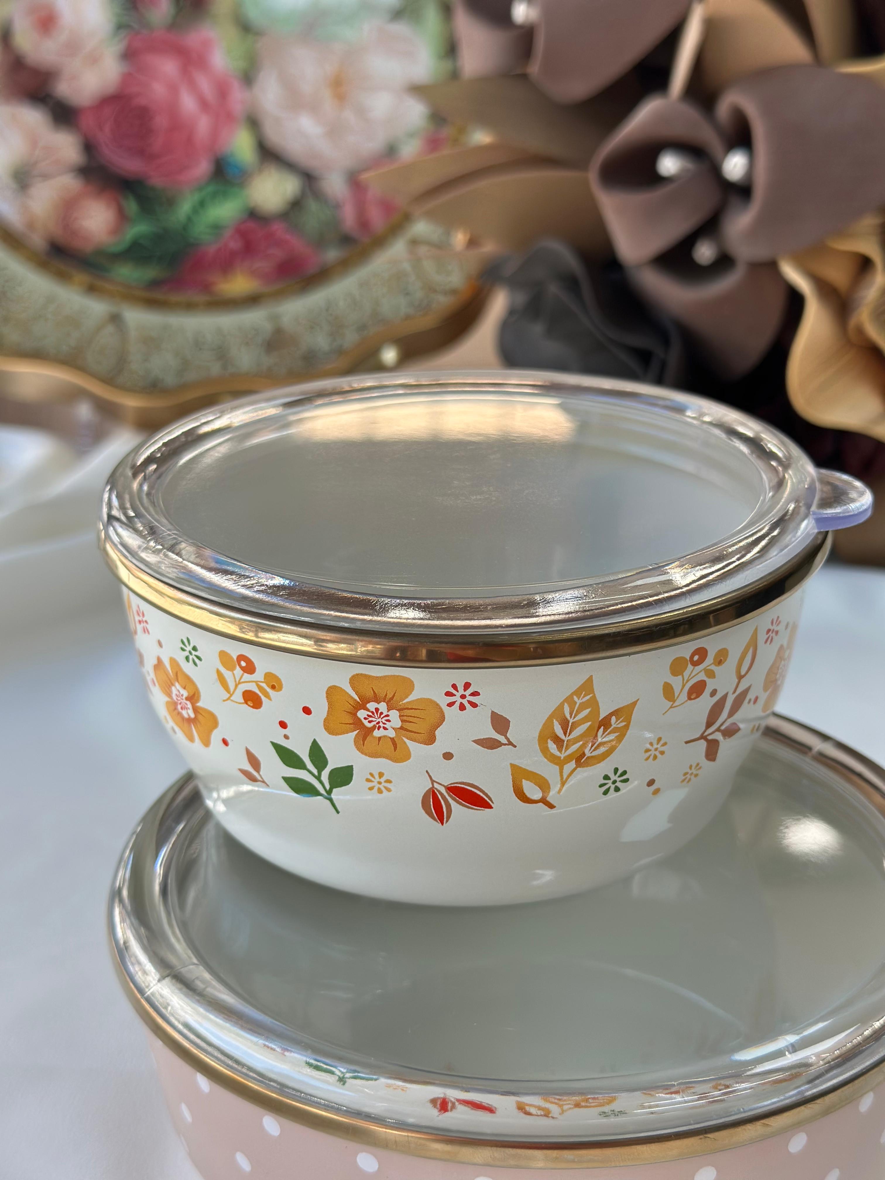 Emaye Amanda 2'li Saklama Kabı