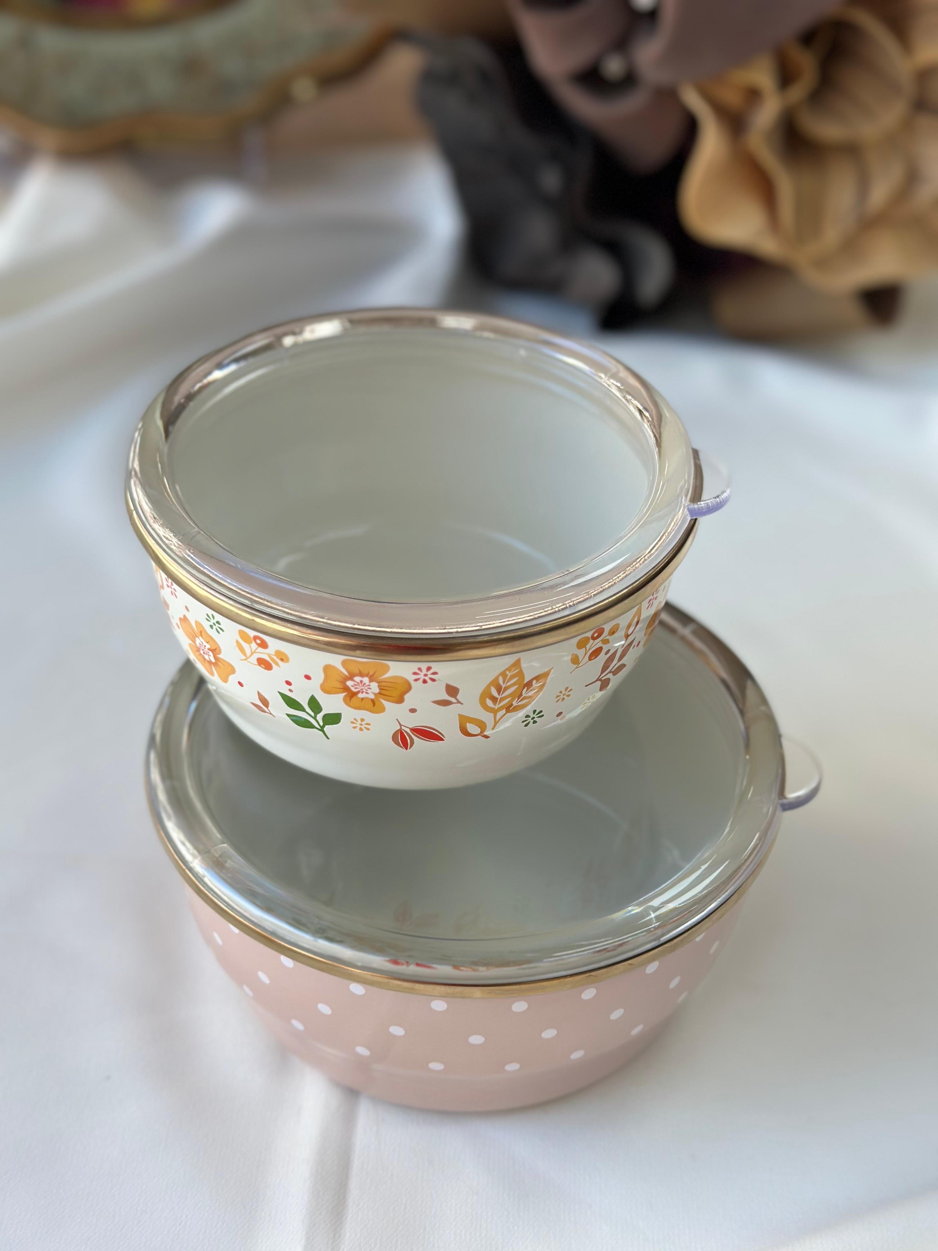 Emaye Amanda 2'li Saklama Kabı