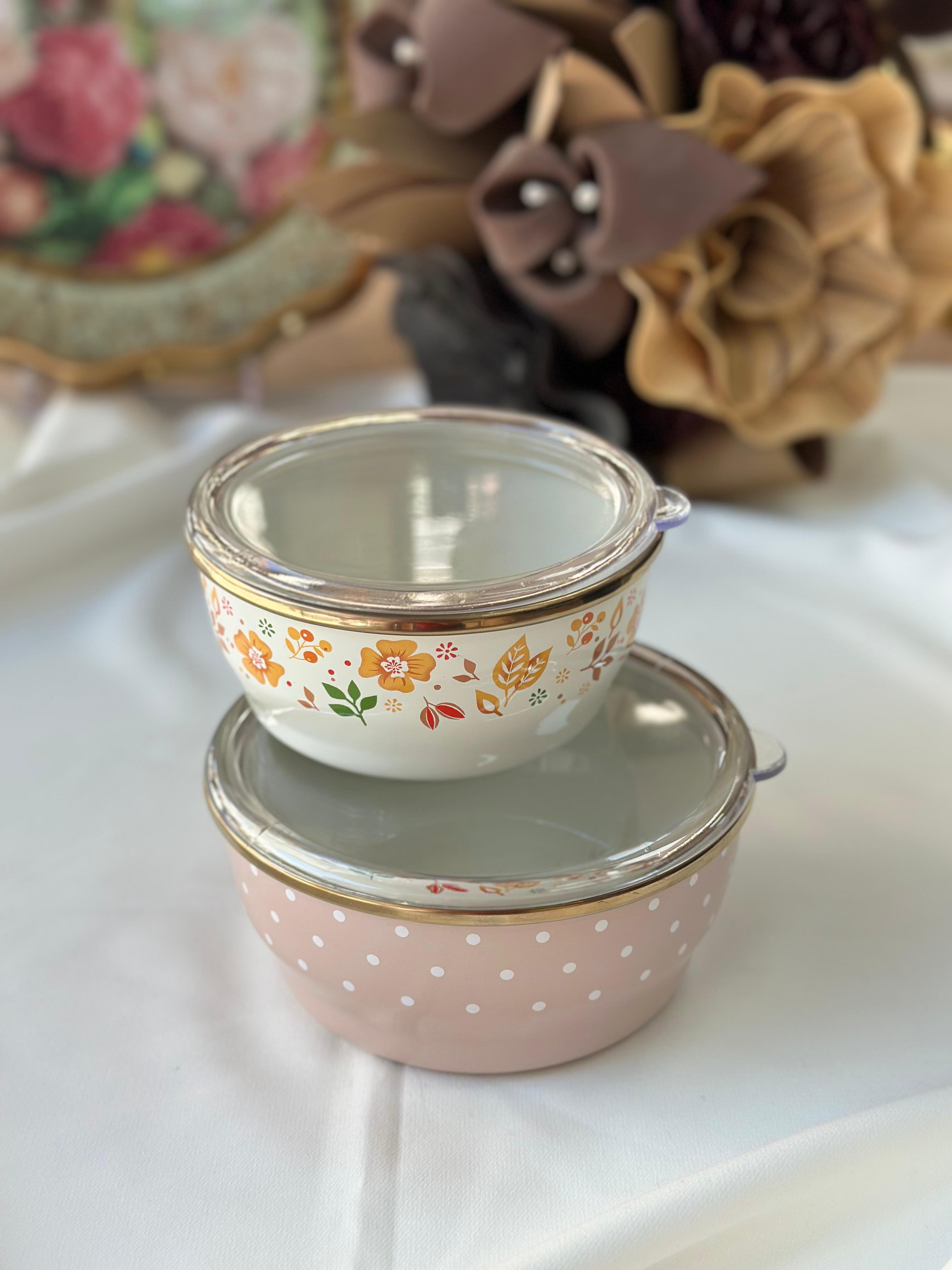 Emaye Amanda 2'li Saklama Kabı