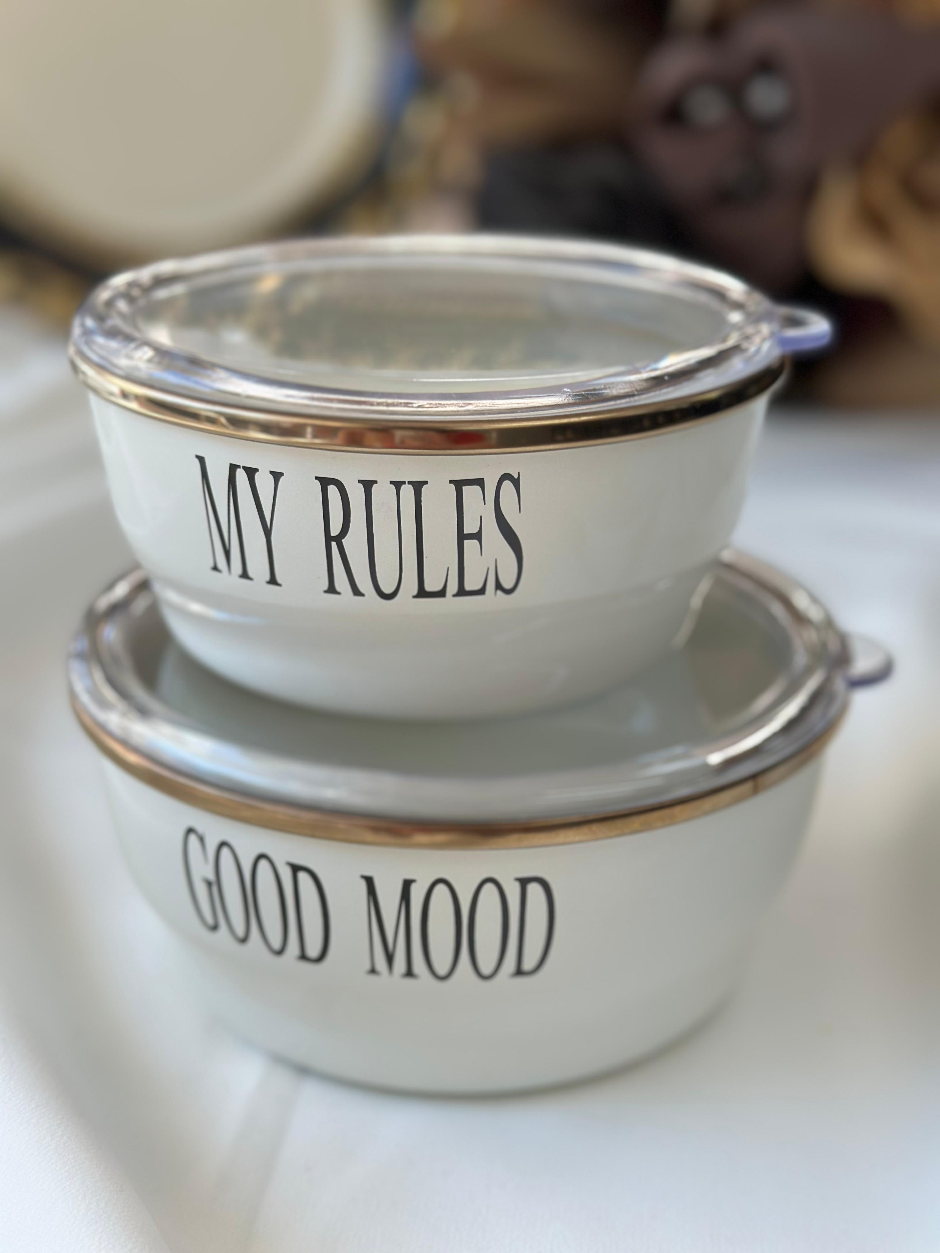 Emaye Motto 2'li Saklama Kabı