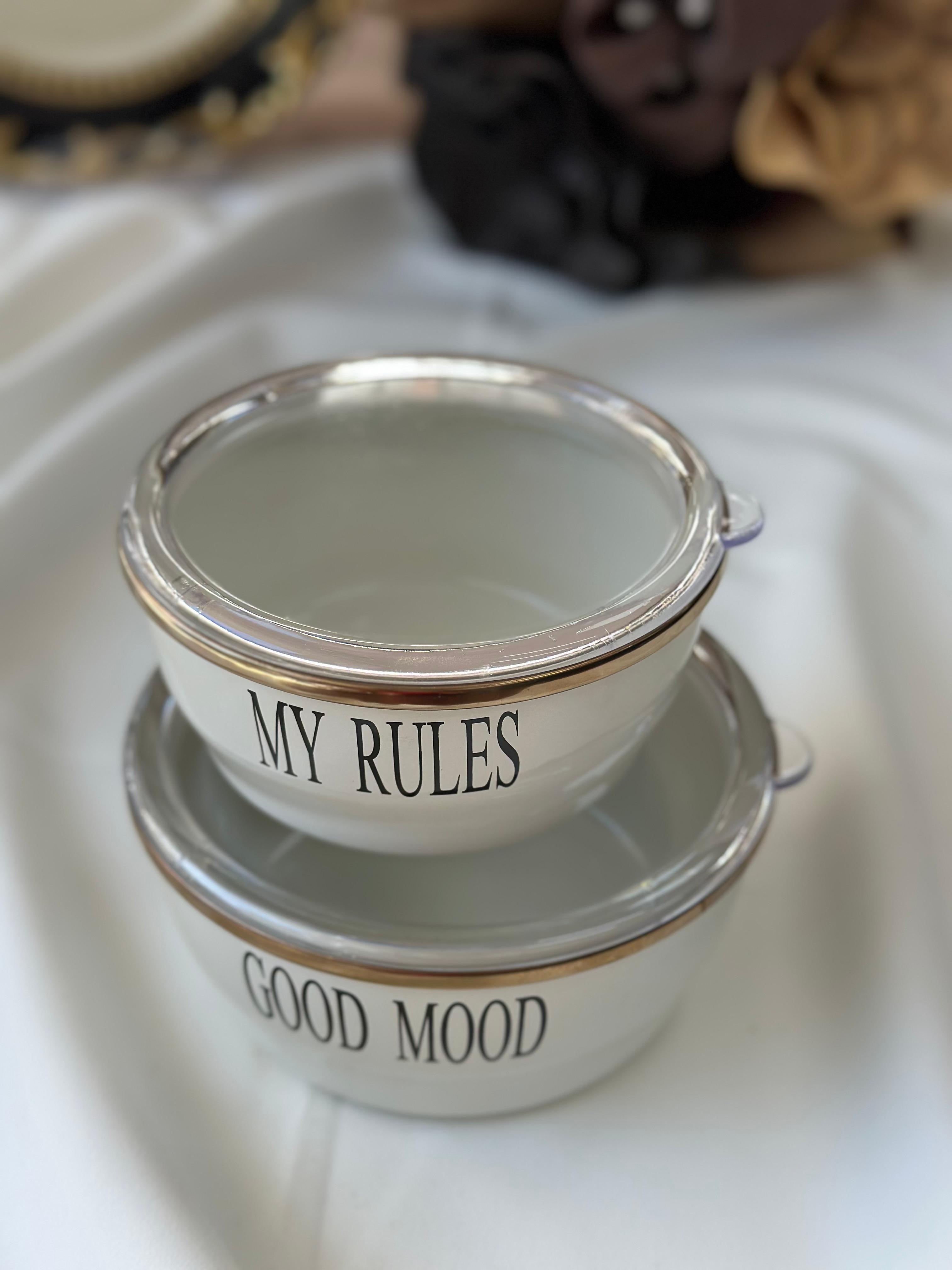 Emaye Motto 2'li Saklama Kabı