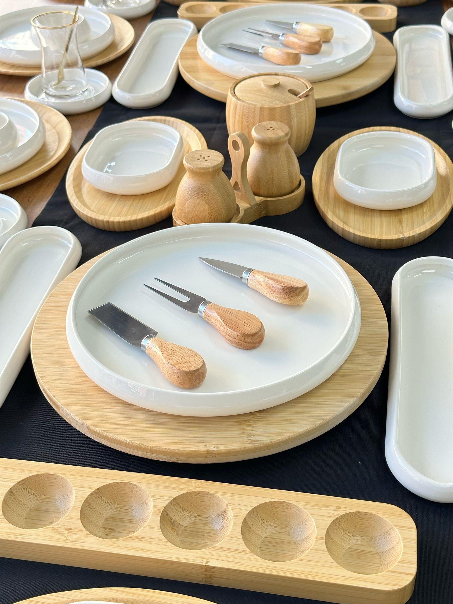 Kahvaltı Takımı 112 Parça 12 Kişilik Bambu&Beyaz