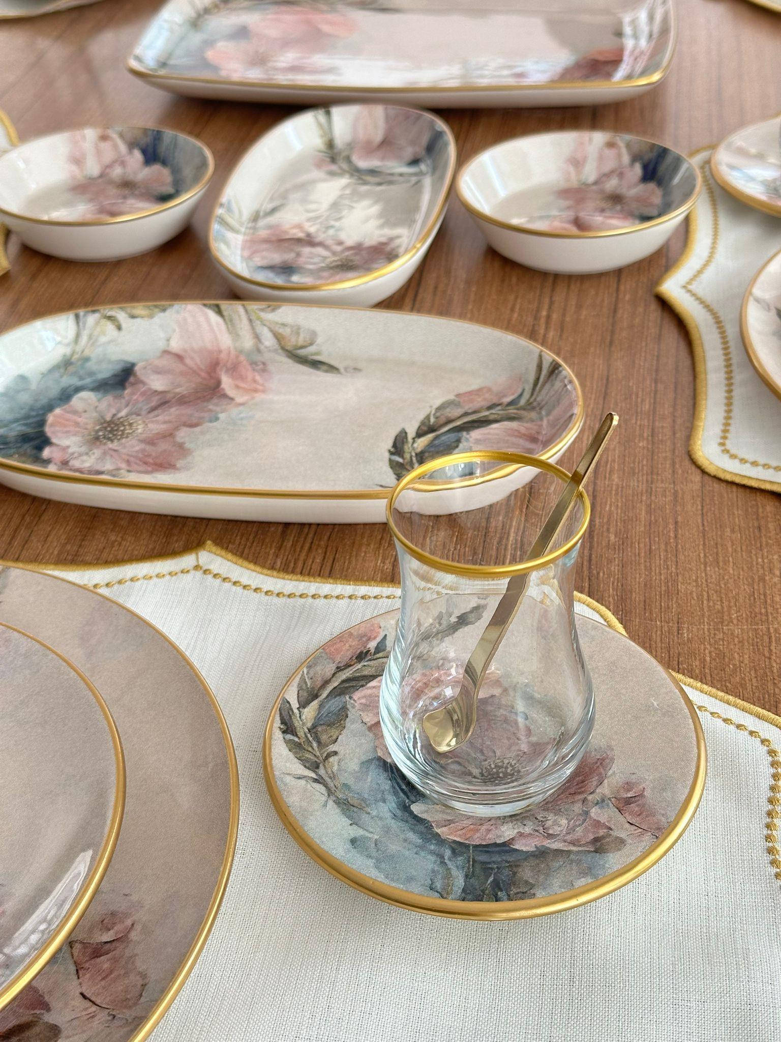 Kahvaltı Takımı 45 Parça 6 Kişilik Pink