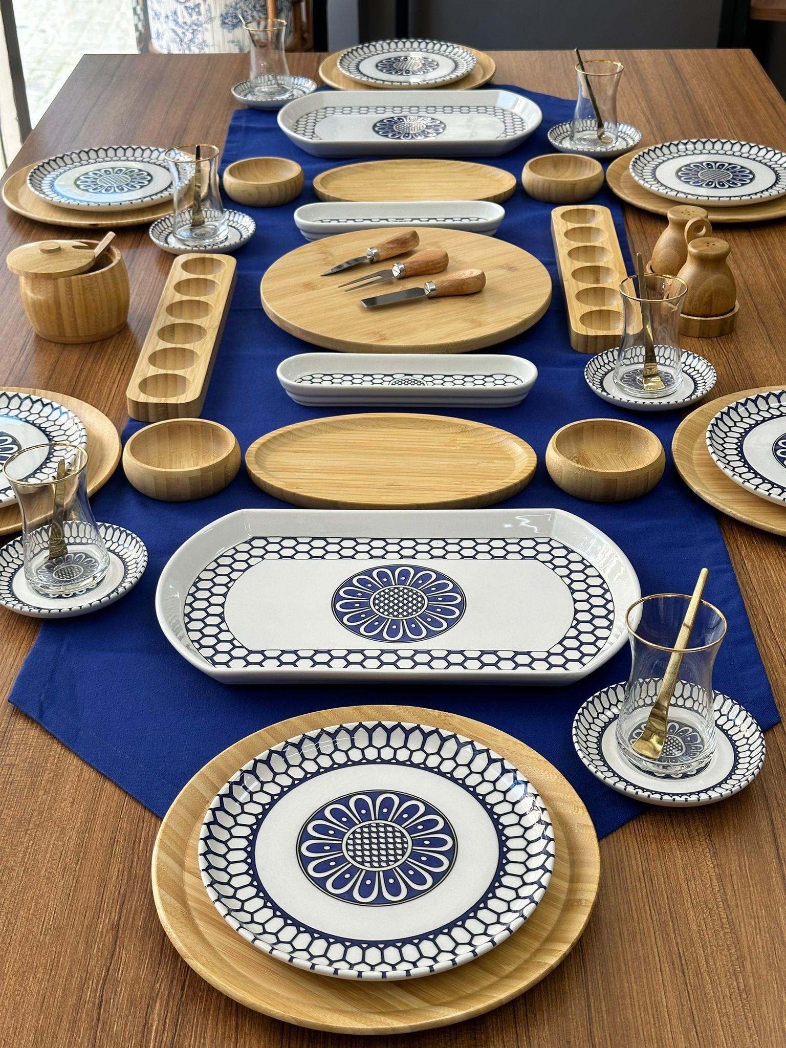 Kahvaltı Takımı 52 Parça 6 Kişilik Blue Yuvarlak