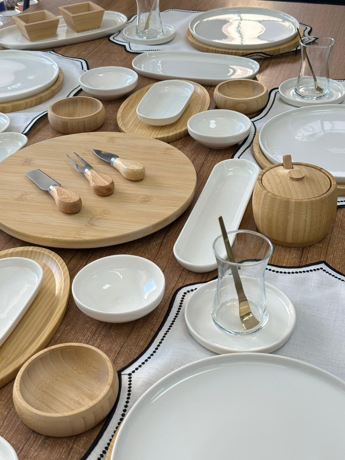 Kahvaltı Takımı 64 Parça 6 Kişilik Bambu&Porselen