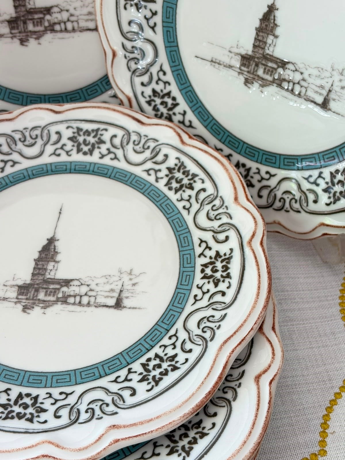 Kız Kulesi 6'lı 20 cm Porselen Pasta Tabağı