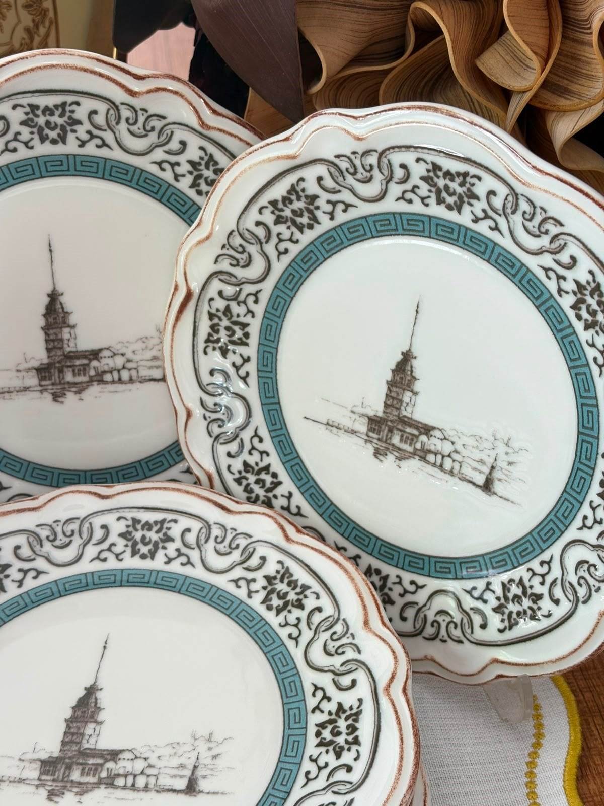 Kız Kulesi 6'lı 20 cm Porselen Pasta Tabağı