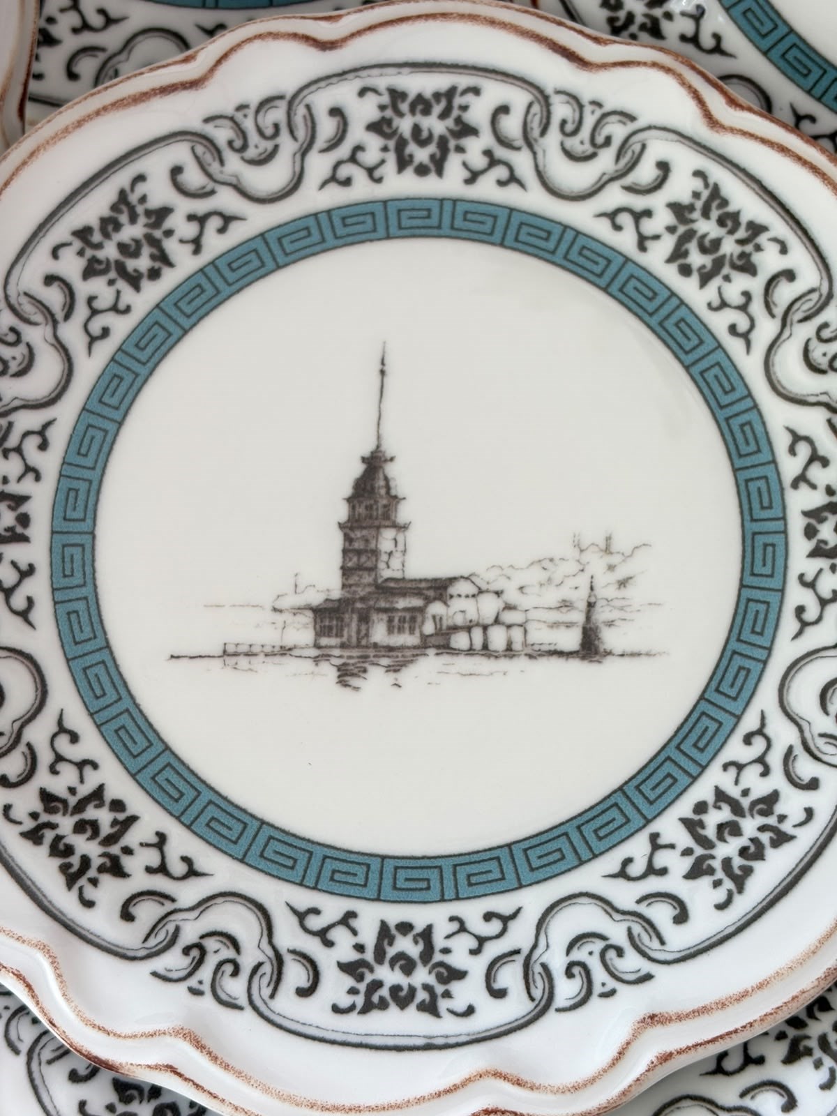 Kız Kulesi 6'lı 20 cm Porselen Pasta Tabağı