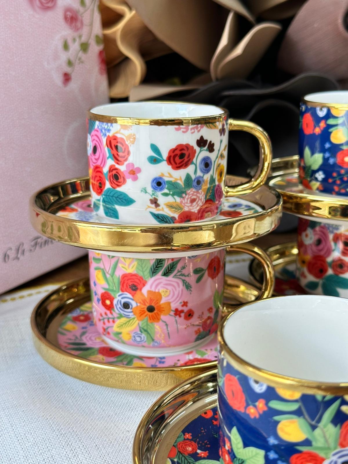 Kosova Türk Kahve Fincanı Flowers 6 Kişilik 12 Parça