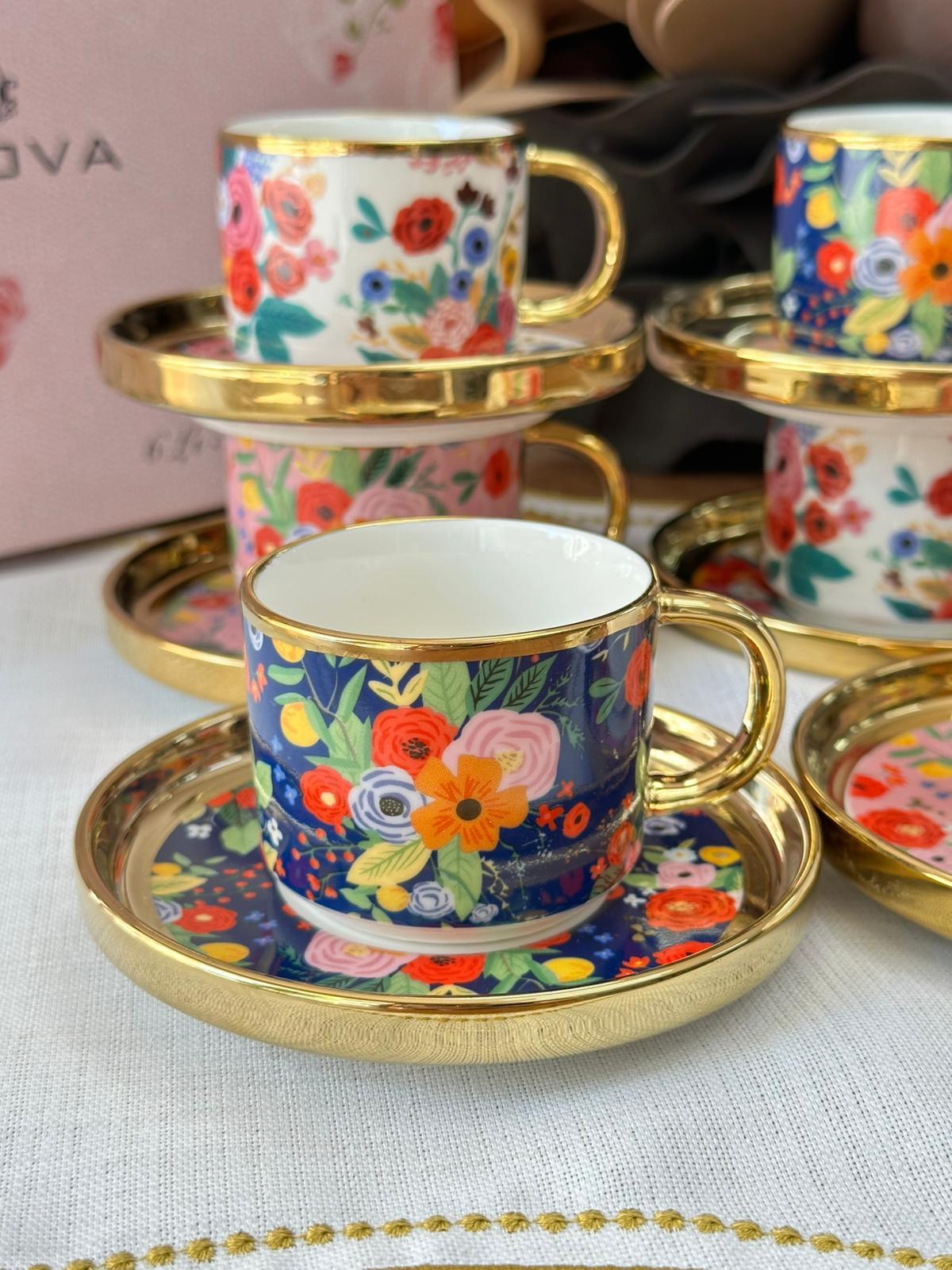 Kosova Türk Kahve Fincanı Flowers 6 Kişilik 12 Parça