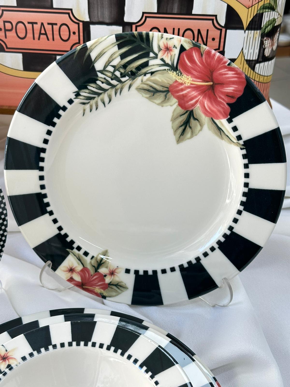 Kosova Yemek Takımı 24 Parça 6 Kişilik Black Flower