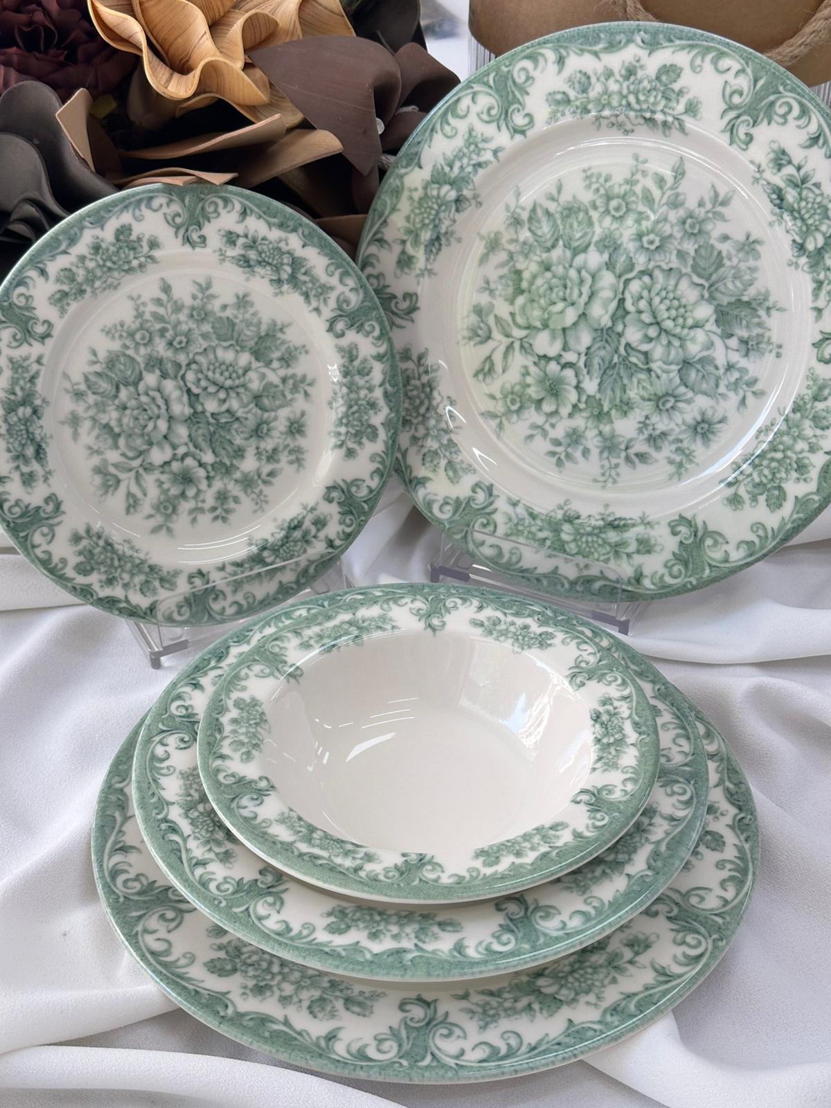 Kosova Yemek Takımı 24 Parça 6 Kişilik Green Rosabella