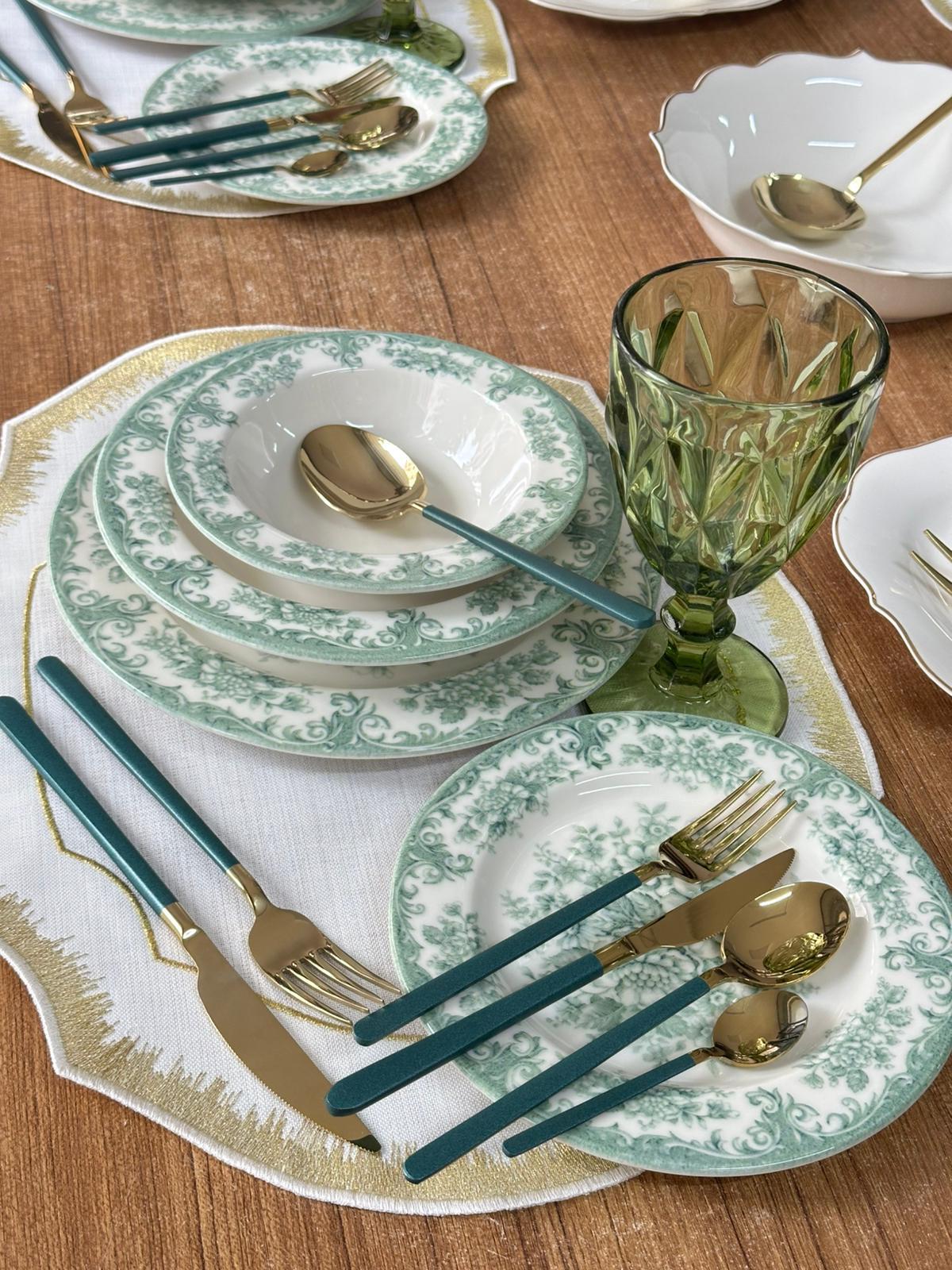 Kosova Yemek Takımı 86 Parça 6 Kişilik Green Rosabella