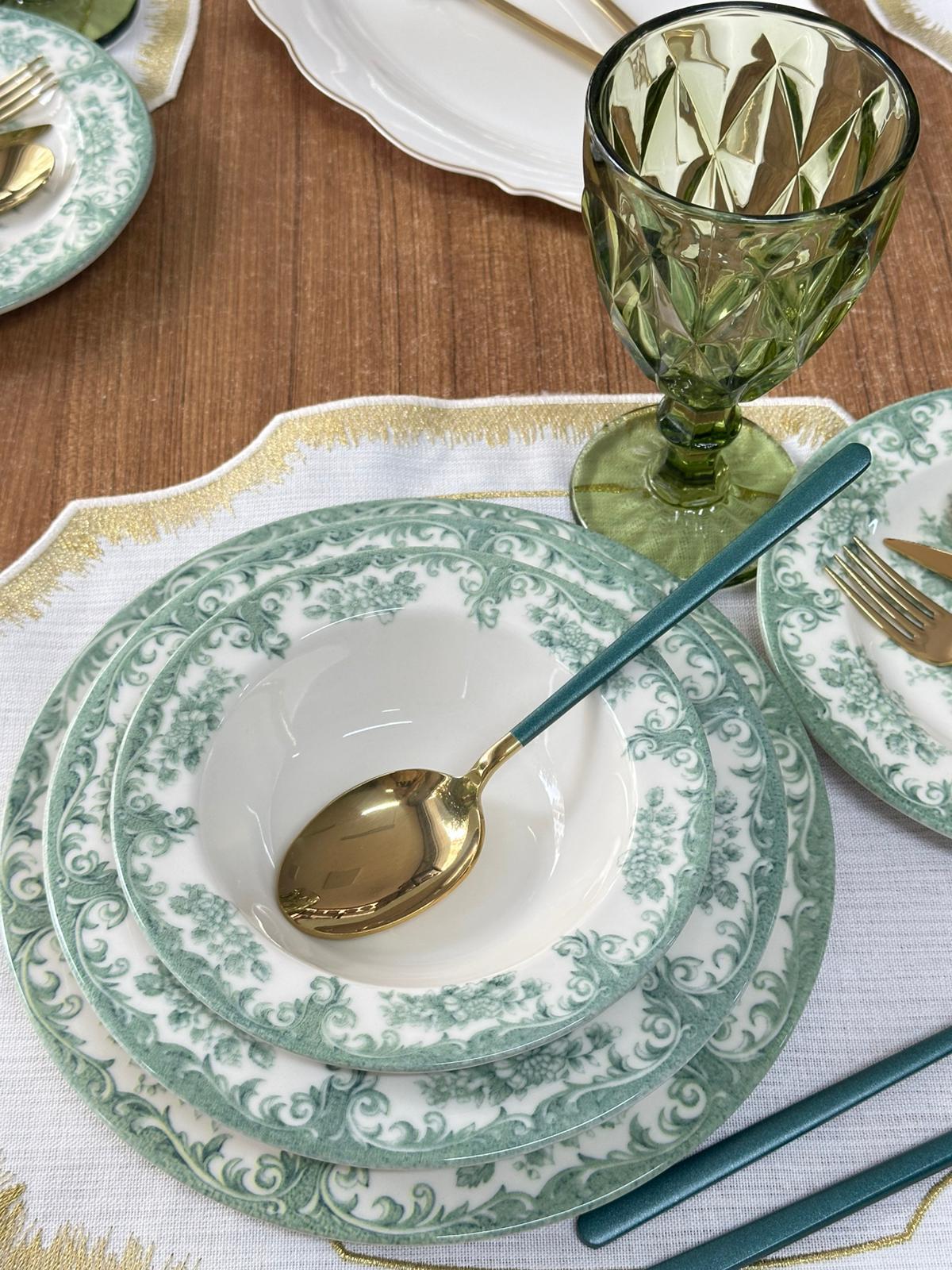Kosova Yemek Takımı 86 Parça 6 Kişilik Green Rosabella