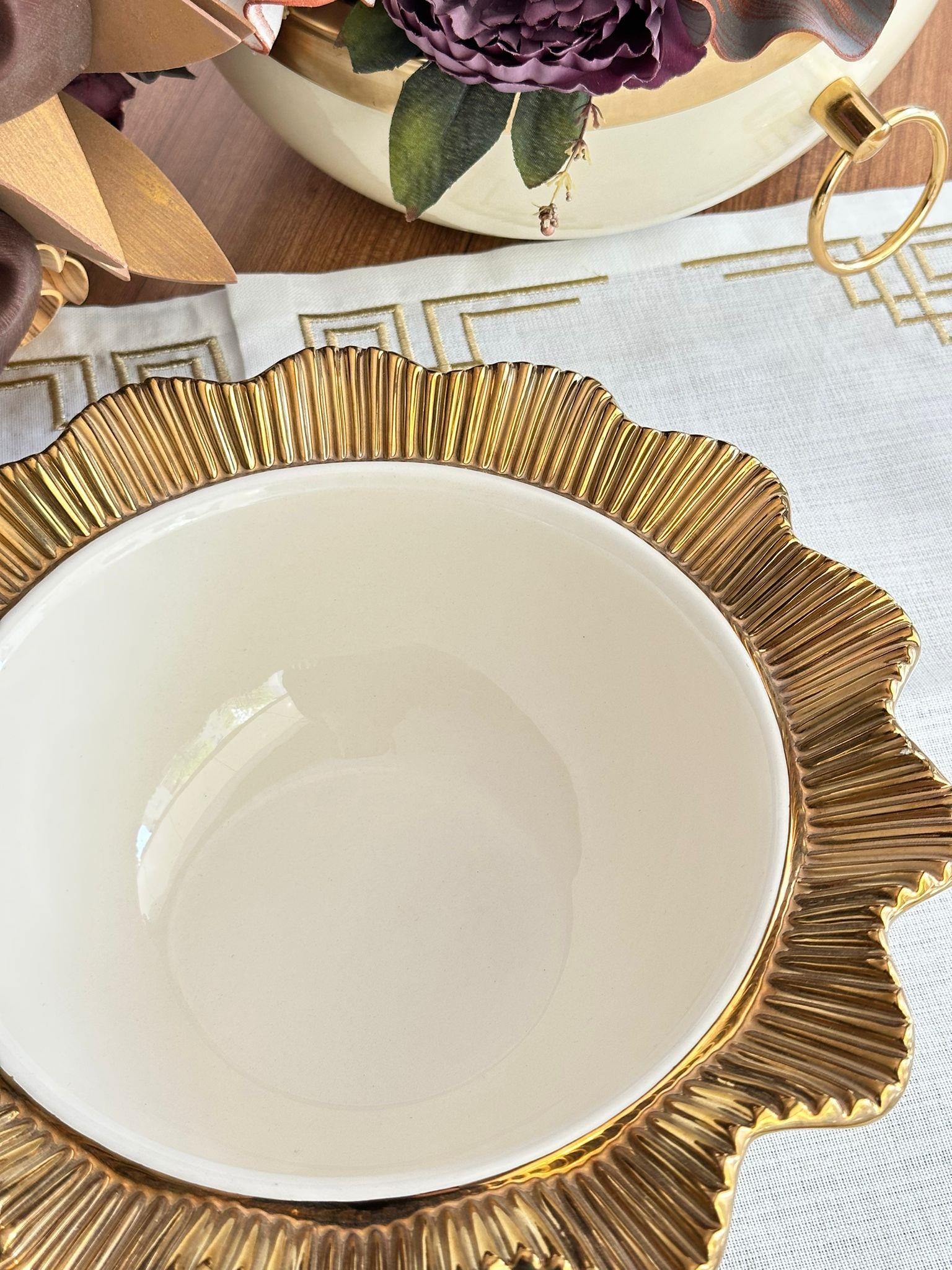 Lace Yuvarlak Gold 28 Cm Salata Kasesi